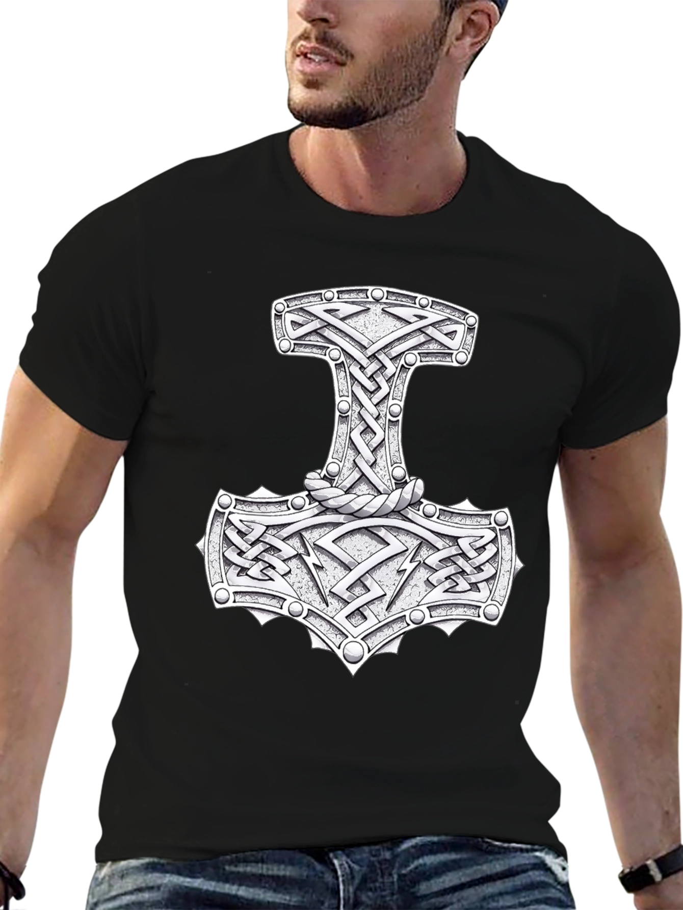 Mjöllnir Viking Hammer T-Shirt - Norse Mythology Design
