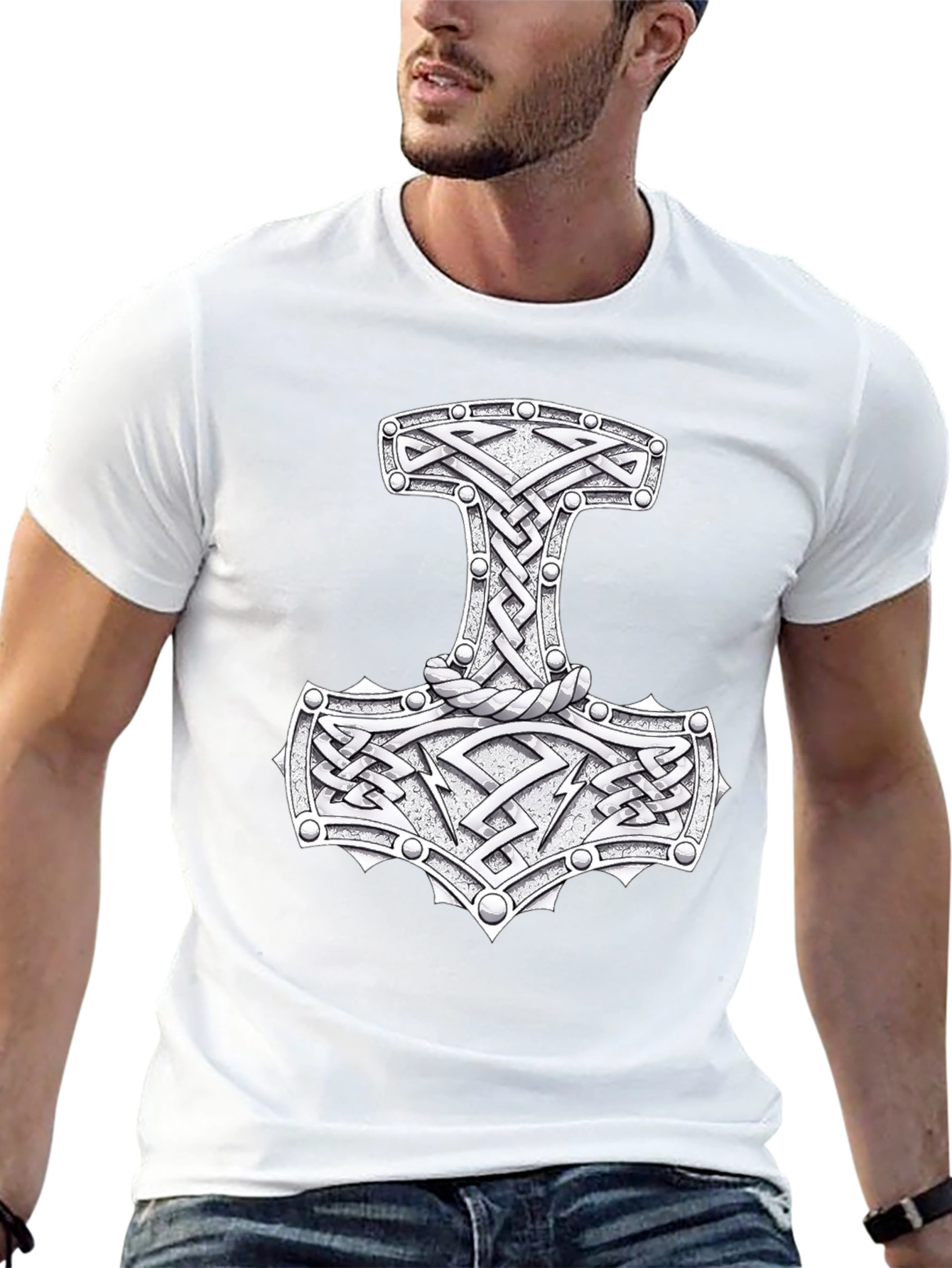 Mjöllnir Viking Hammer T-Shirt - Norse Mythology Design