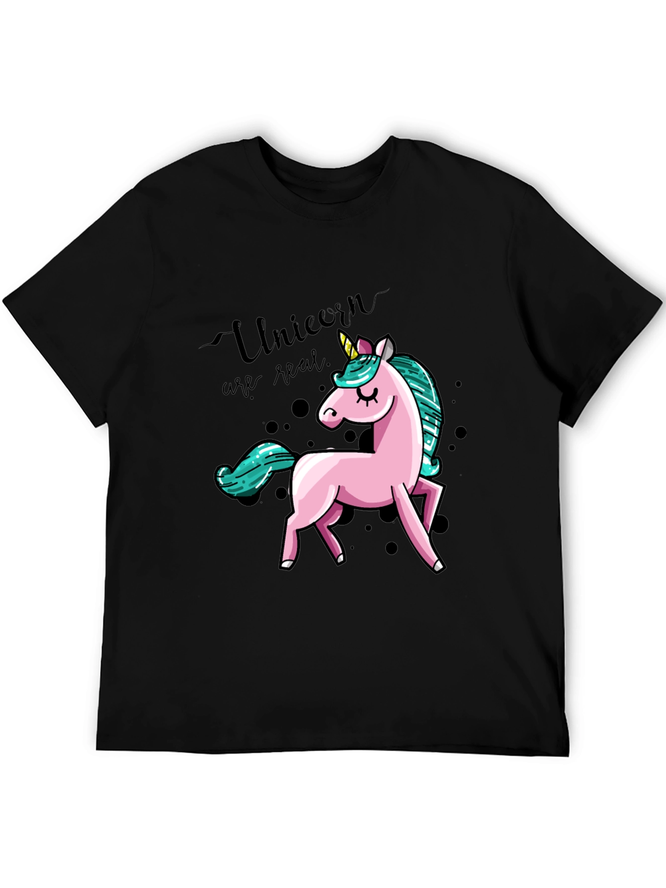 Unicorn Graphic Print T-Shirt - Black