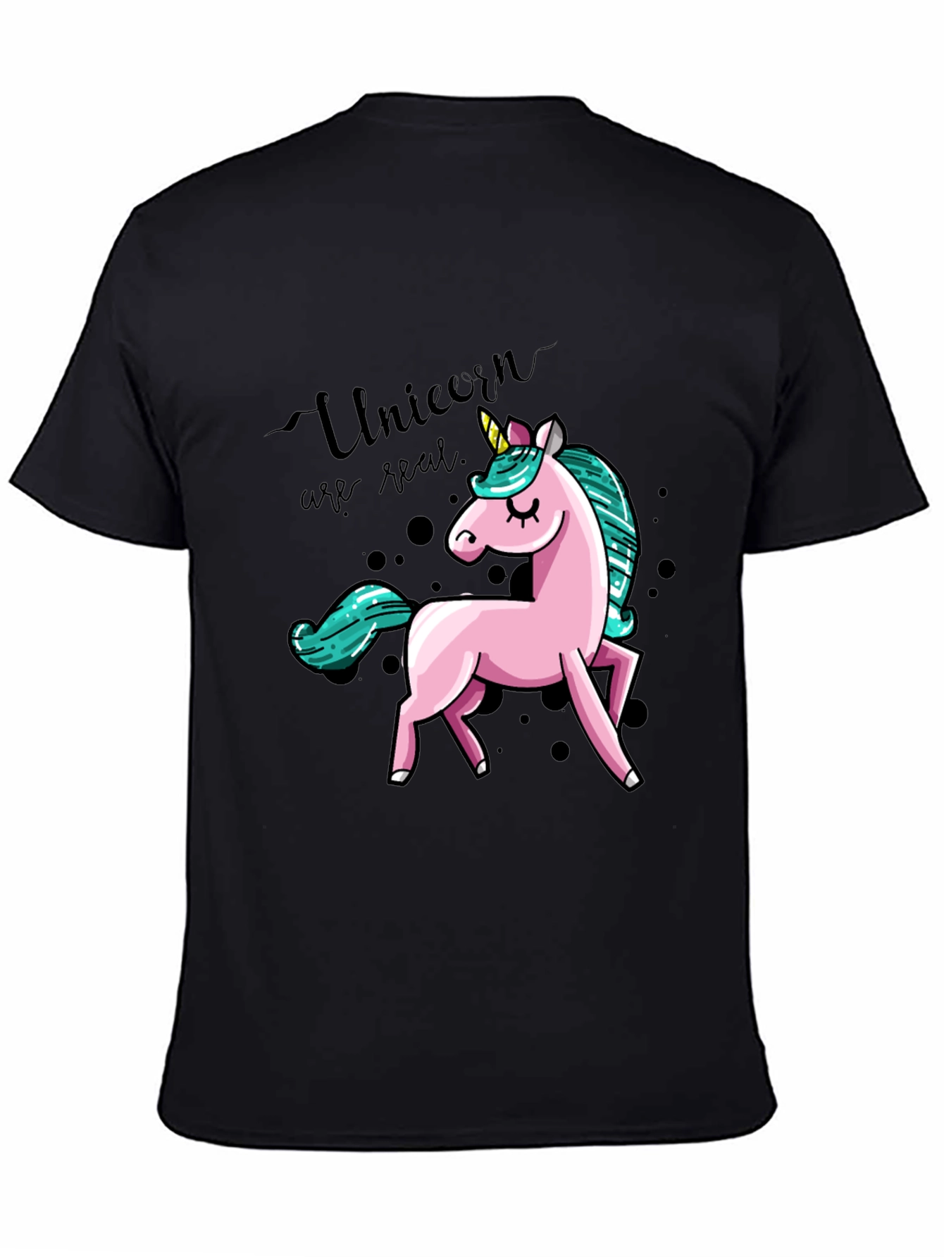 Unicorn Graphic Print T-Shirt - Black