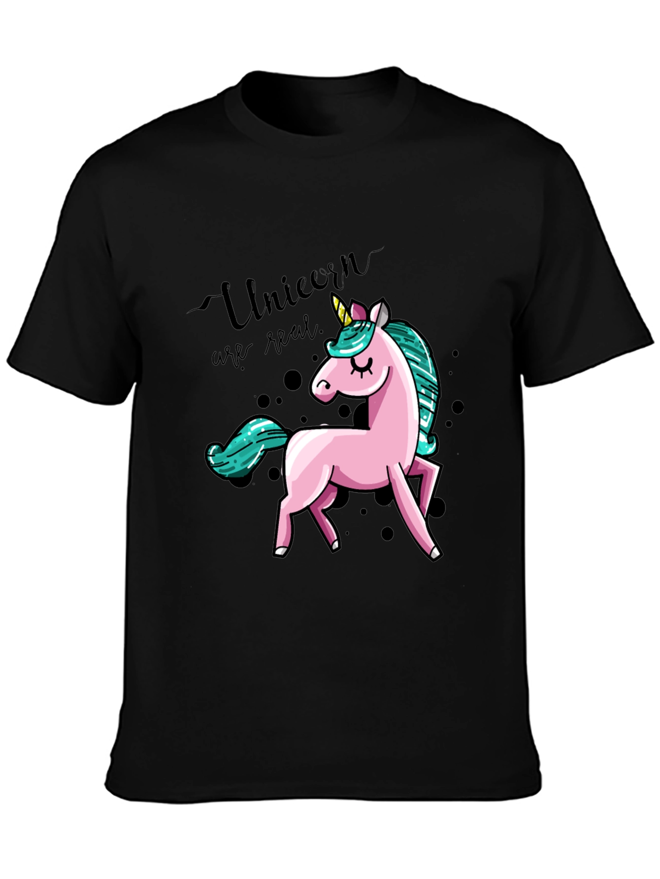 Unicorn Graphic Print T-Shirt - Black