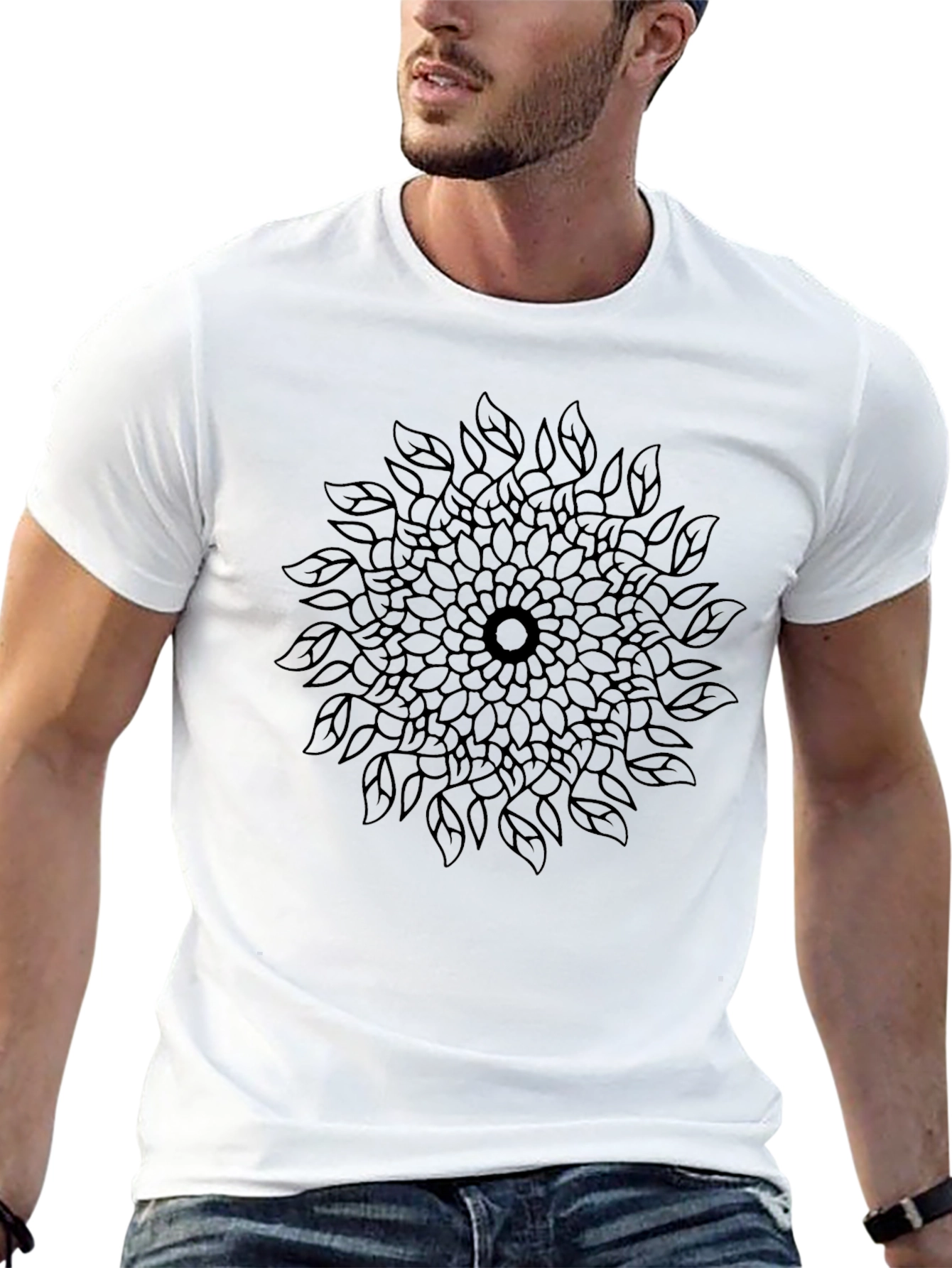 Black Floral Mandala Graphic T-Shirt