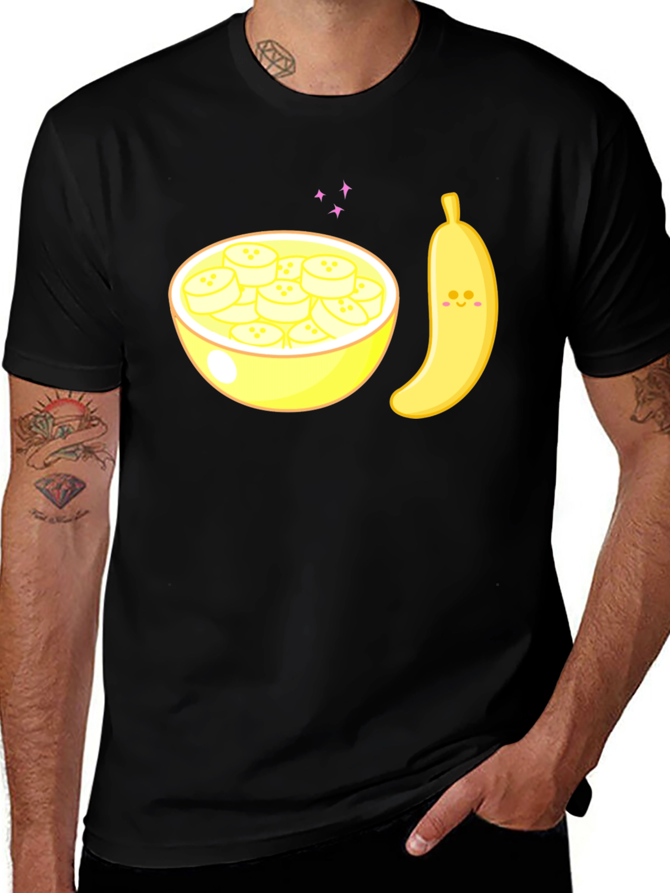 Cute Banana Bowl Graphic Tee - Soft Cotton Blend