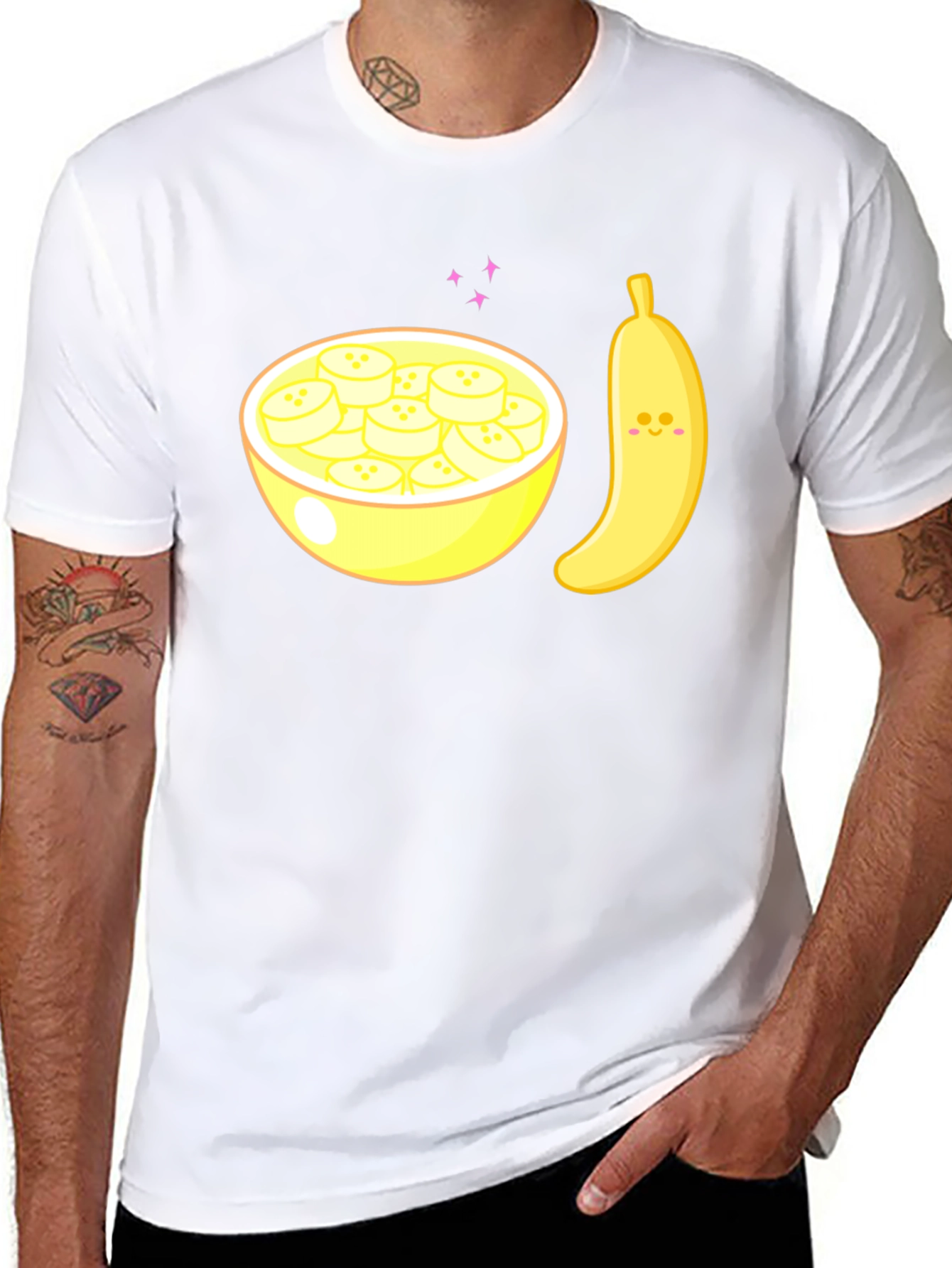 Cute Banana Bowl Graphic Tee - Soft Cotton Blend