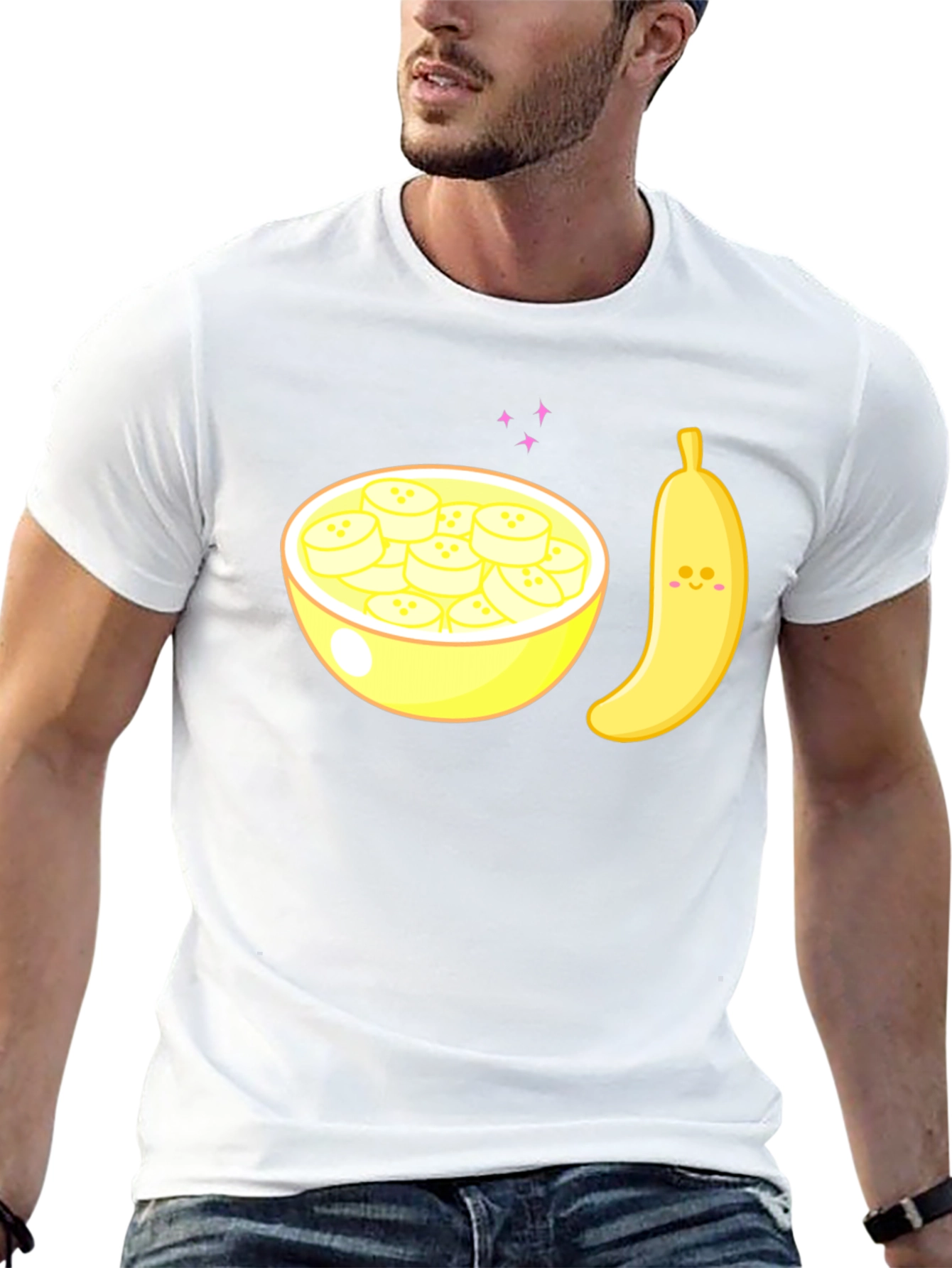 Cute Banana Bowl Graphic Tee - Soft Cotton Blend