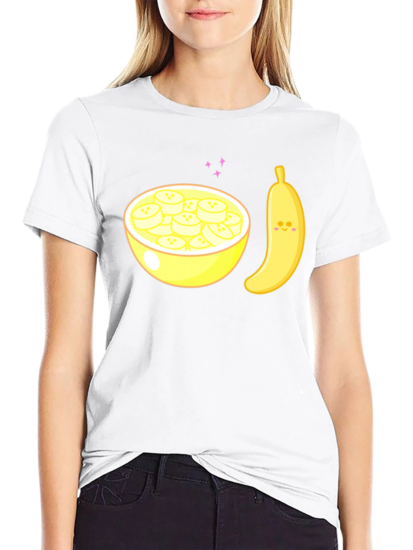 Cute Banana Bowl Graphic Tee - Soft Cotton Blend