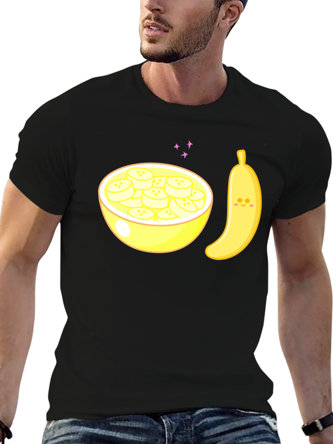 Cute Banana Bowl Graphic Tee - Soft Cotton Blend