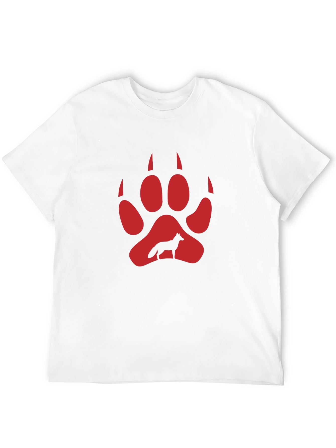Wolf Paw Print Graphic Tee - Black Cotton Blend