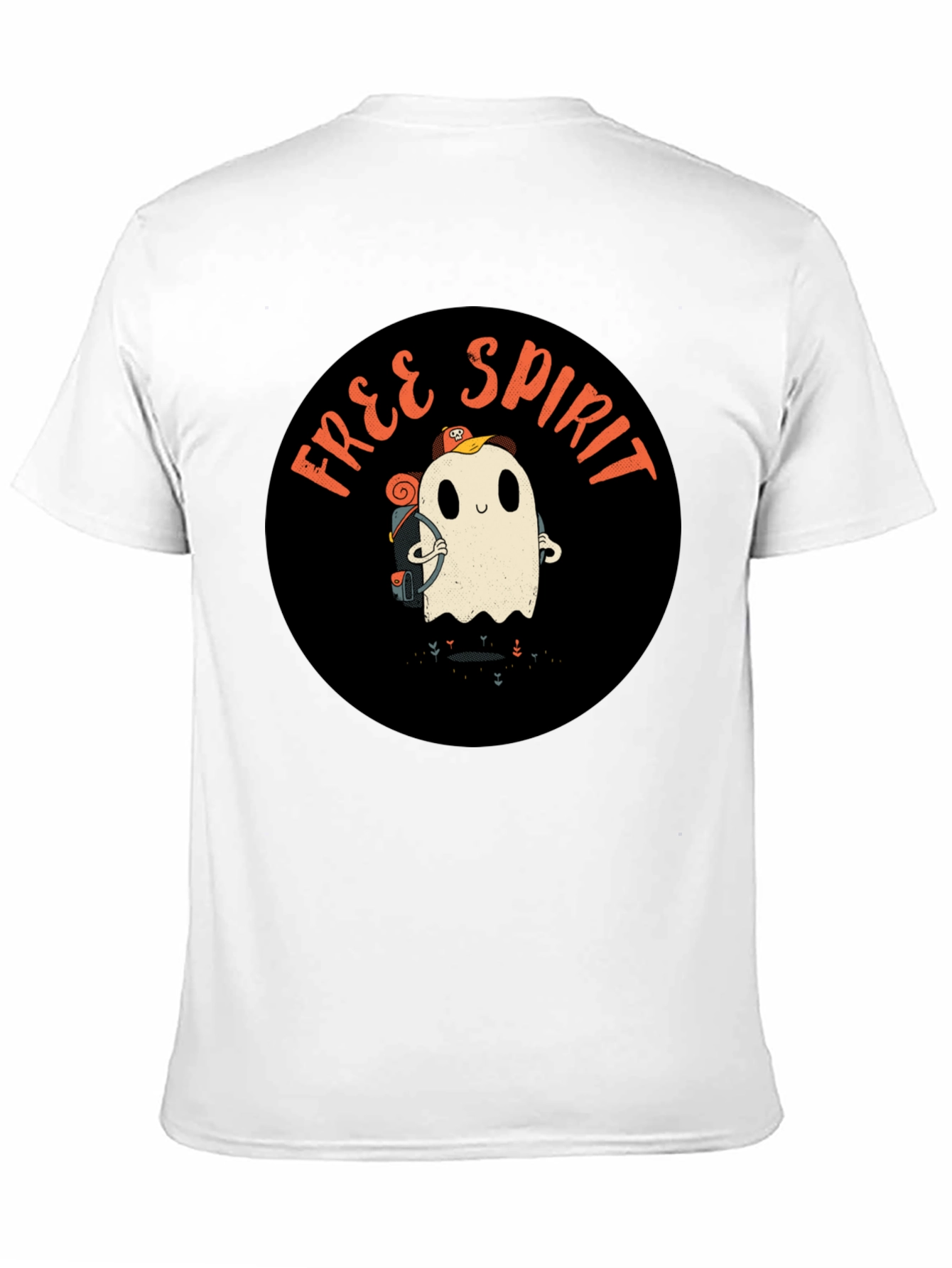 Free Spirit Ghost Graphic Tee - Black Cotton T-Shirt