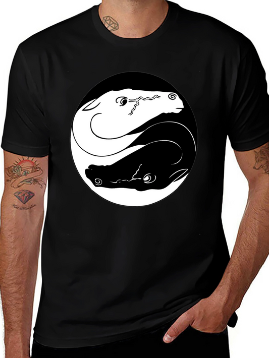 Yin Yang Horse Graphic Tee - Stylish Black Shirt