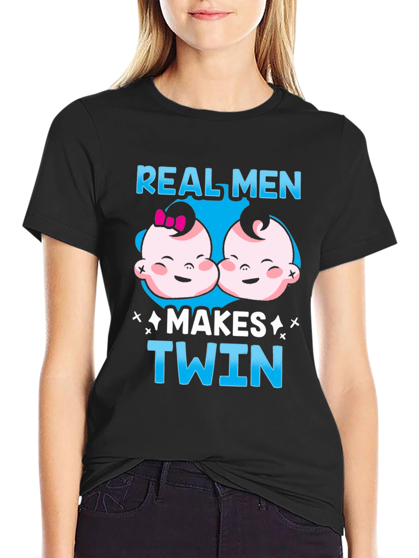 Real Men Makes Twin Black T-Shirt