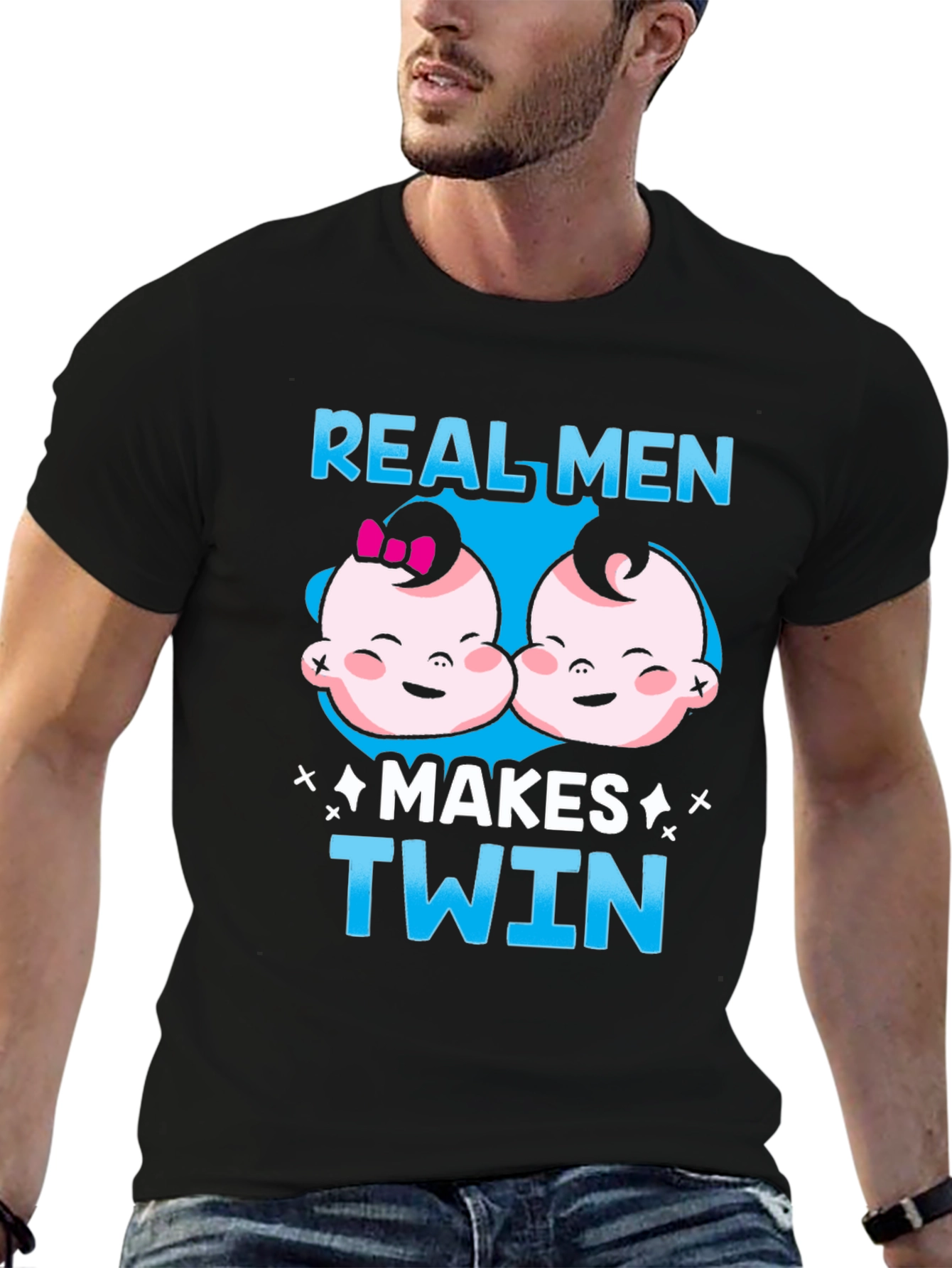 Real Men Makes Twin Black T-Shirt