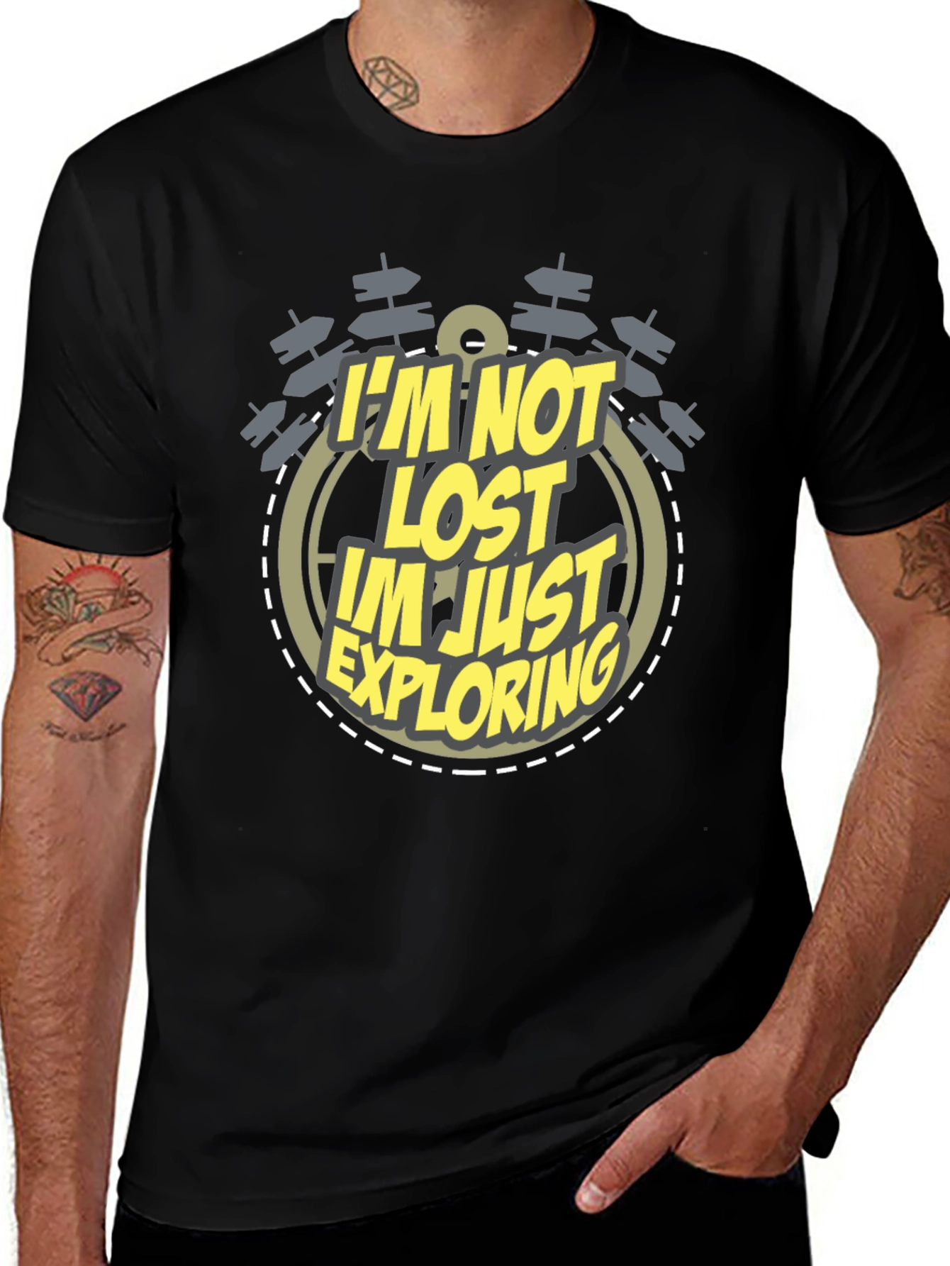 Exploring Graphic T-Shirt - Mens Black Tee