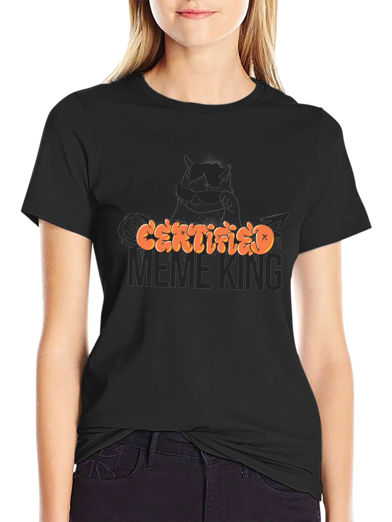 Certified Meme King Graphic Tee - Black Crew Neck