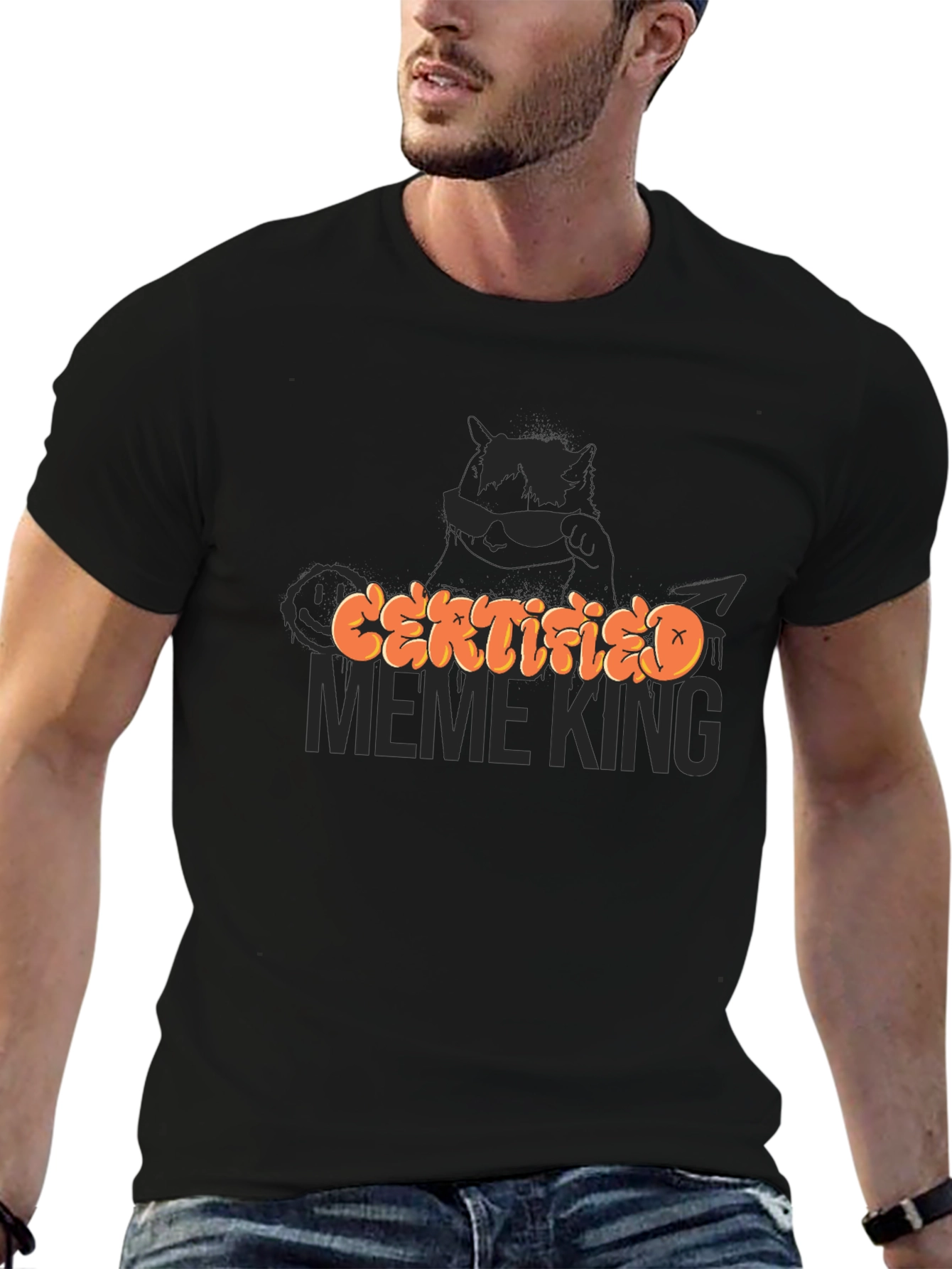 Certified Meme King Graphic Tee - Black Crew Neck