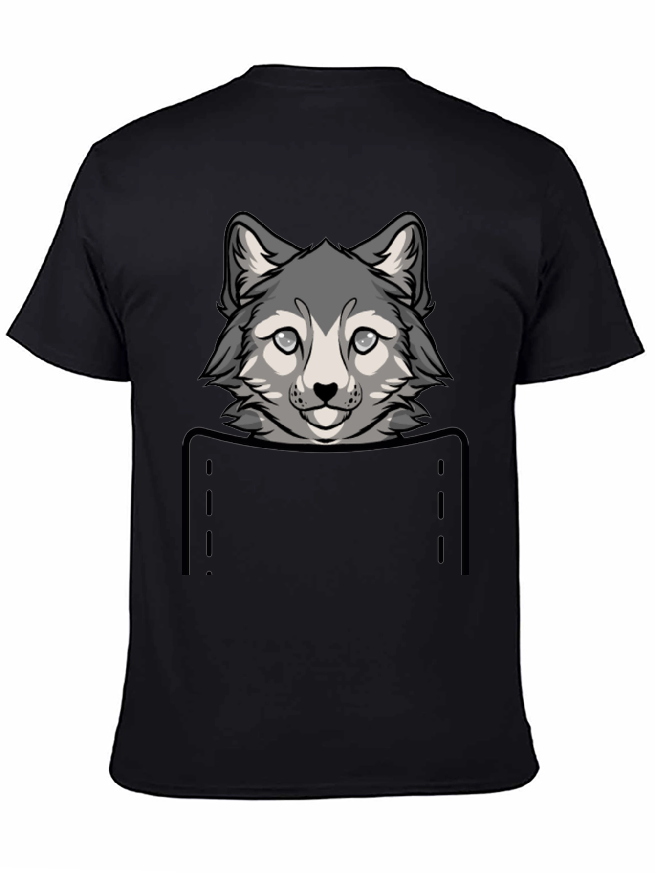 Wolf Pocket Graphic Tee - Cute Animal Design