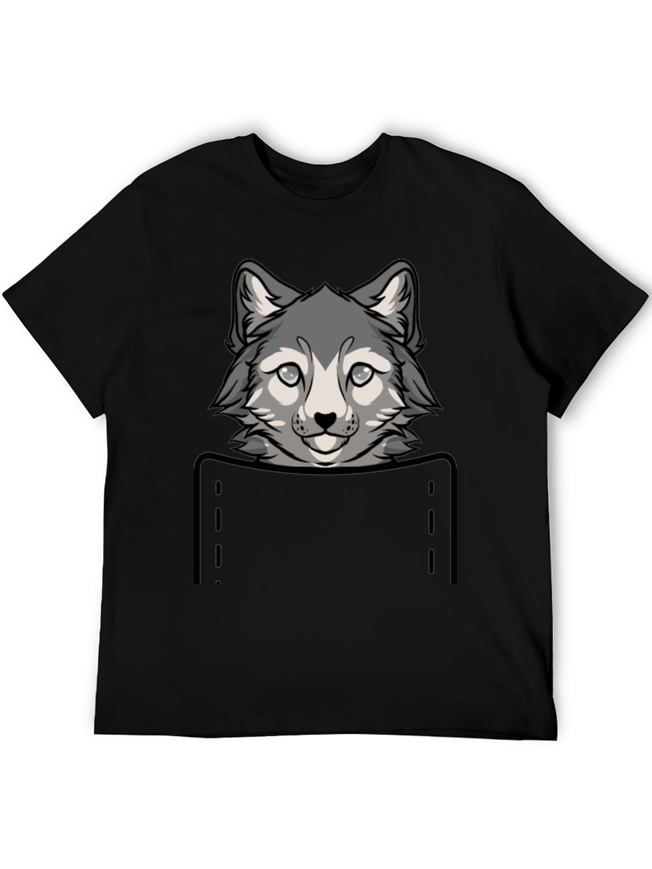 Wolf Pocket Graphic Tee - Cute Animal Design
