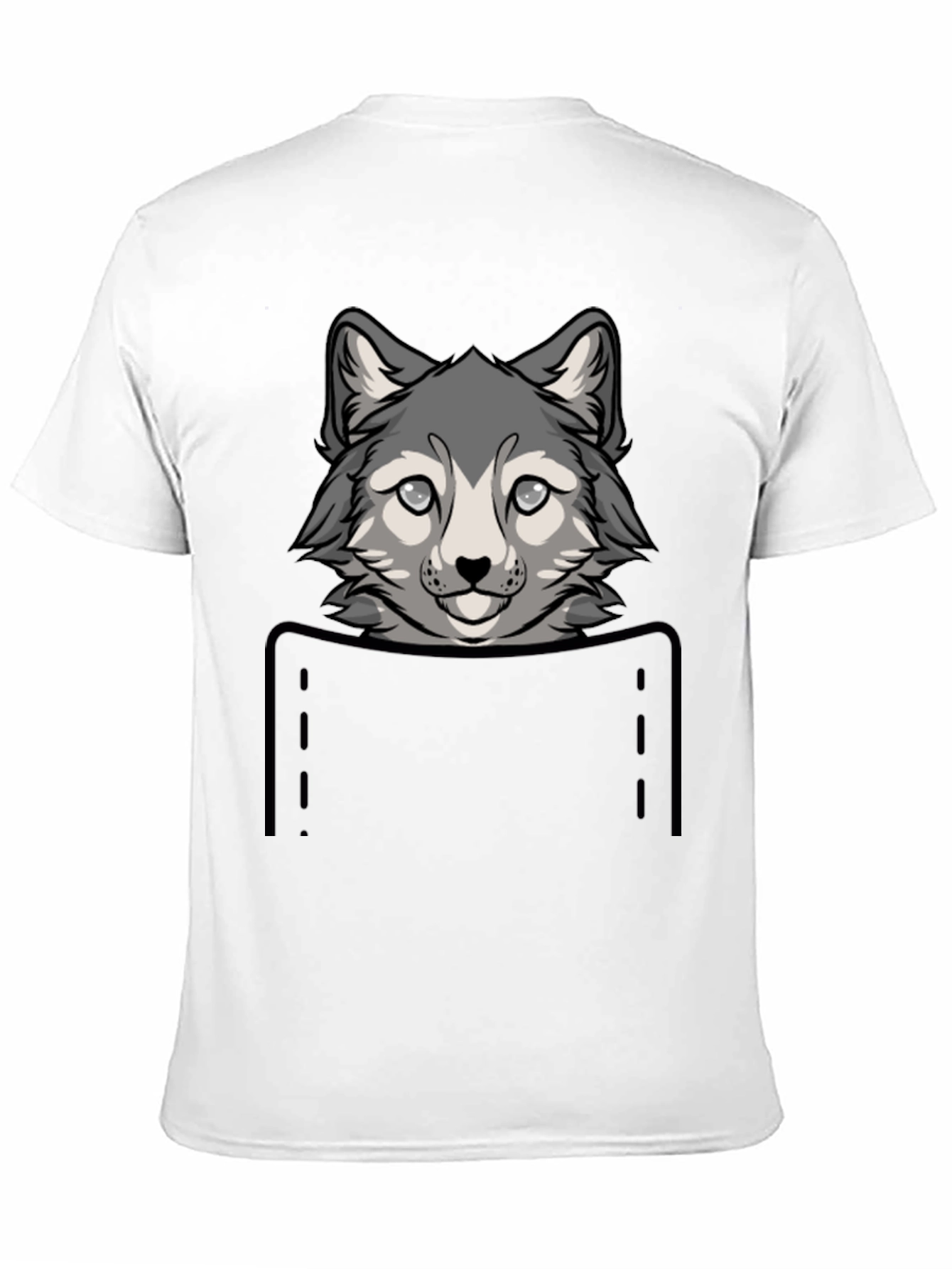 Wolf Pocket Graphic Tee - Cute Animal Design