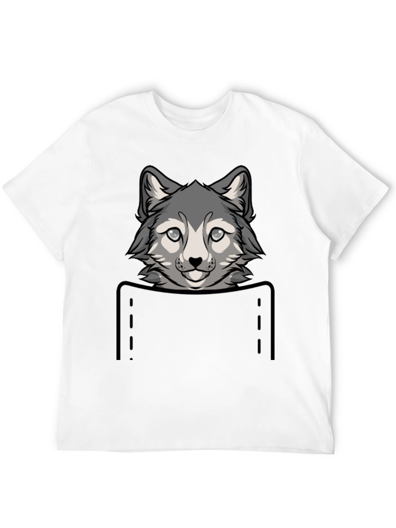 Wolf Pocket Graphic Tee - Cute Animal Design