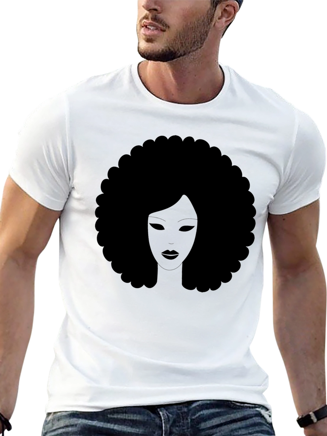 Afro Woman Graphic Tee - Stylish Black T-Shirt