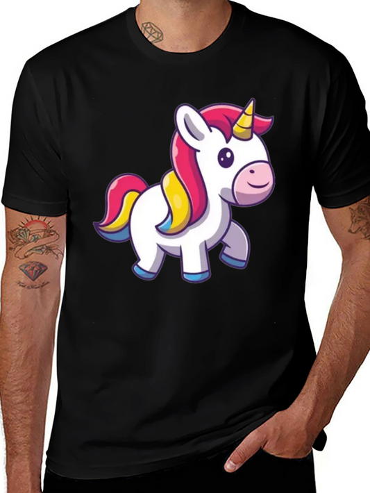Unicorn Graphic Tee - Black Cotton Casual Wear