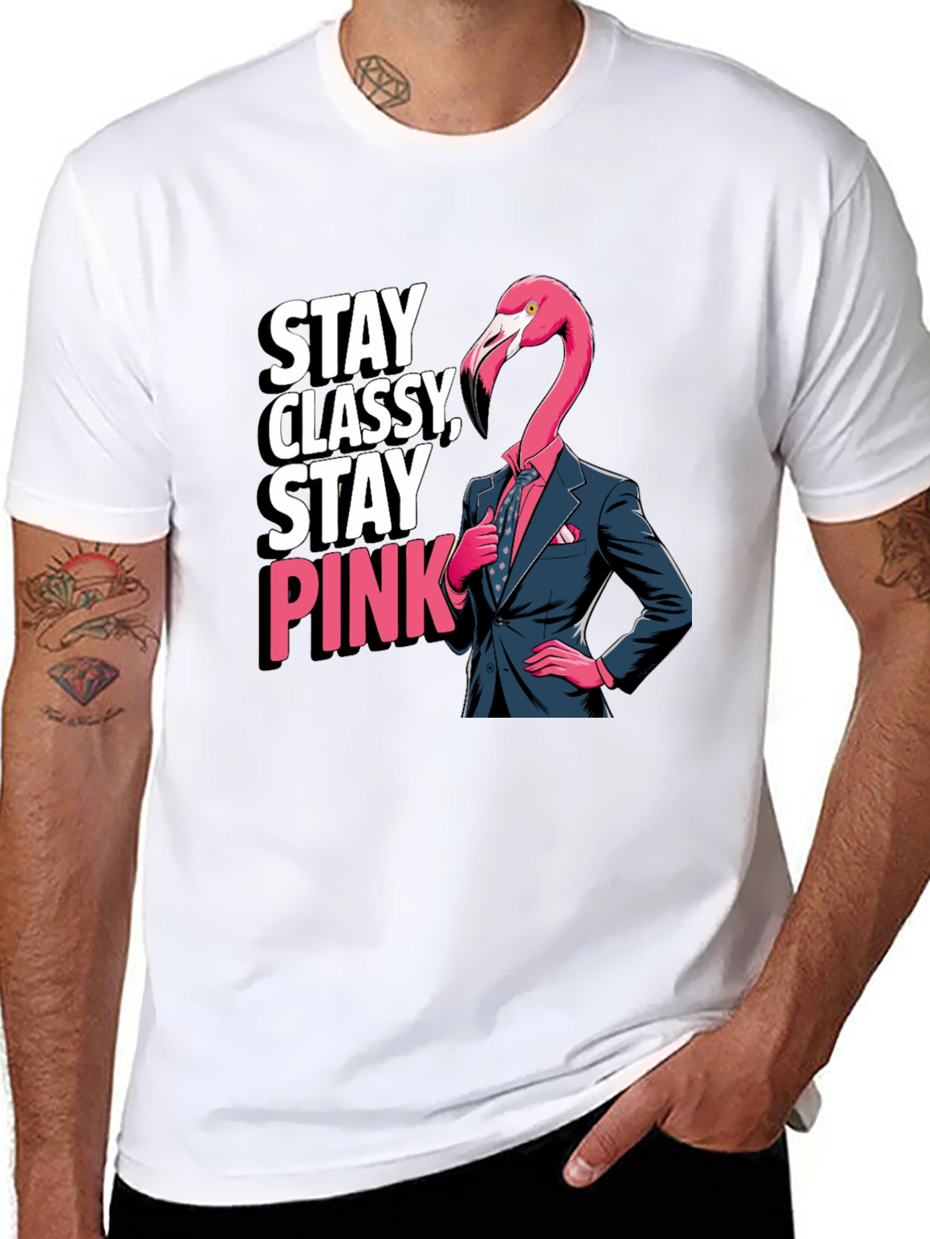 Stay Classy Flamingo T-Shirt - Unique Graphic Tee
