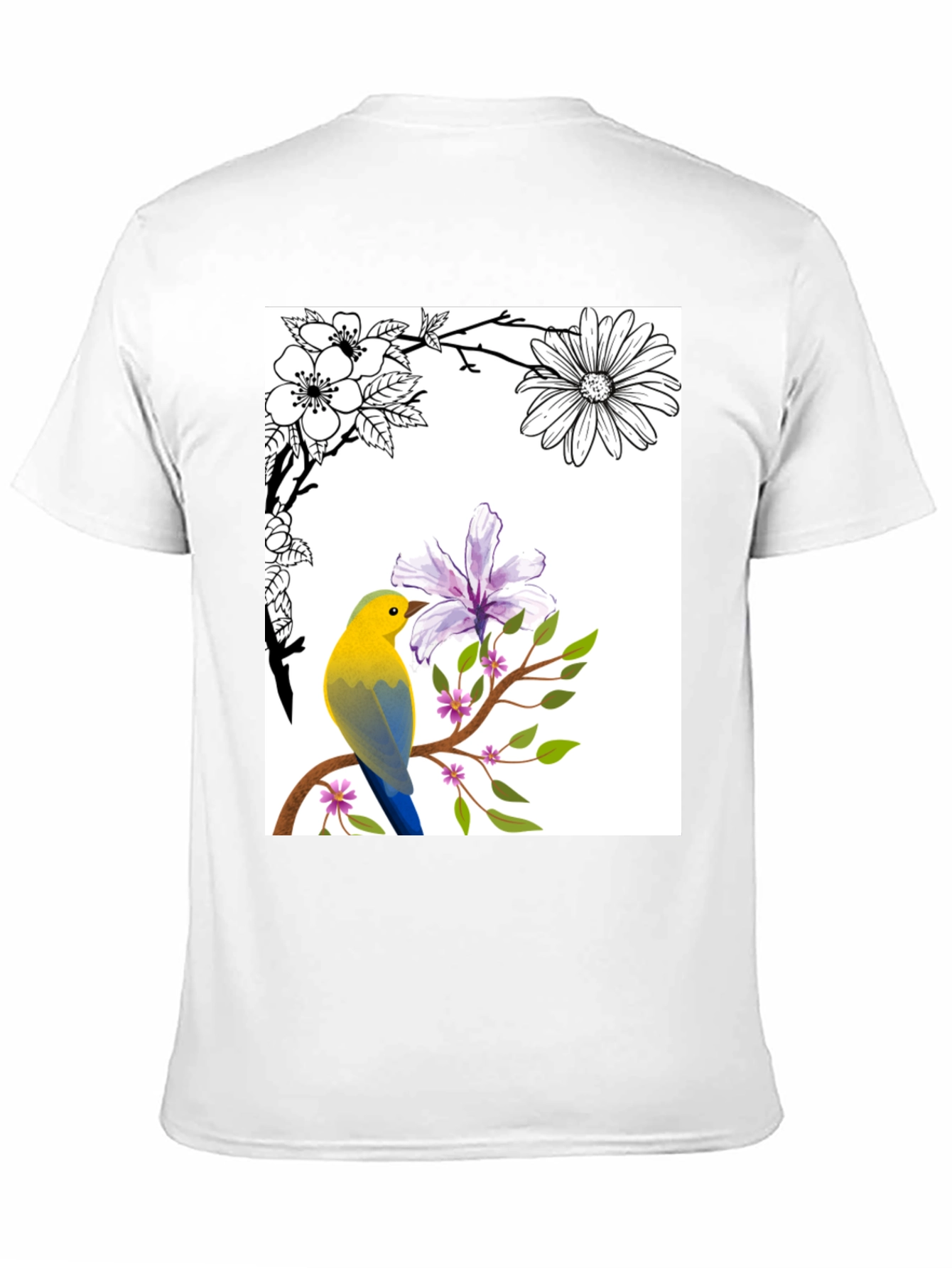 Floral Bird T-Shirt - Stylish Nature Graphic Tee