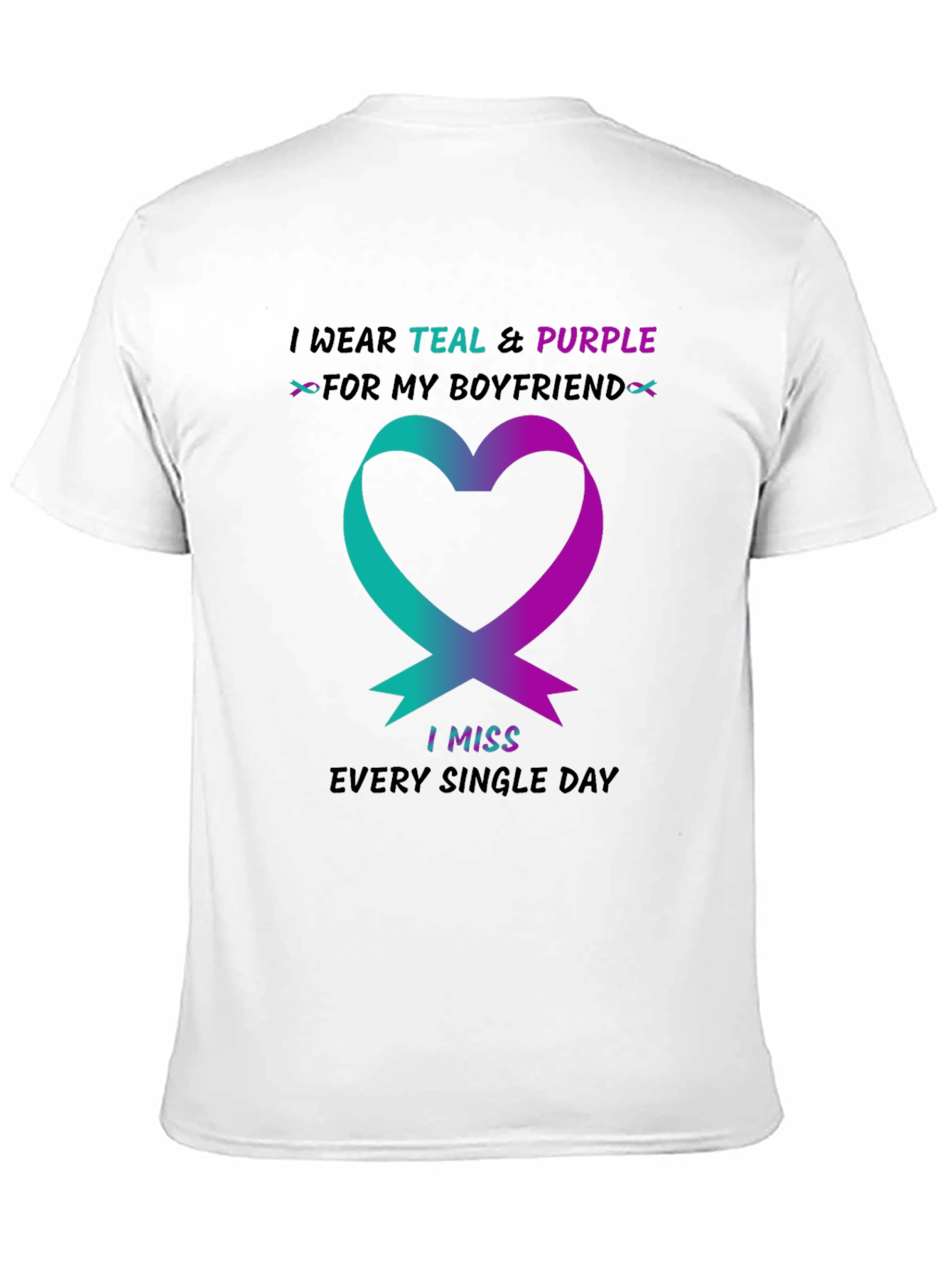 Teal and Purple Ribbon Boyfriend Memorial T-Shirt