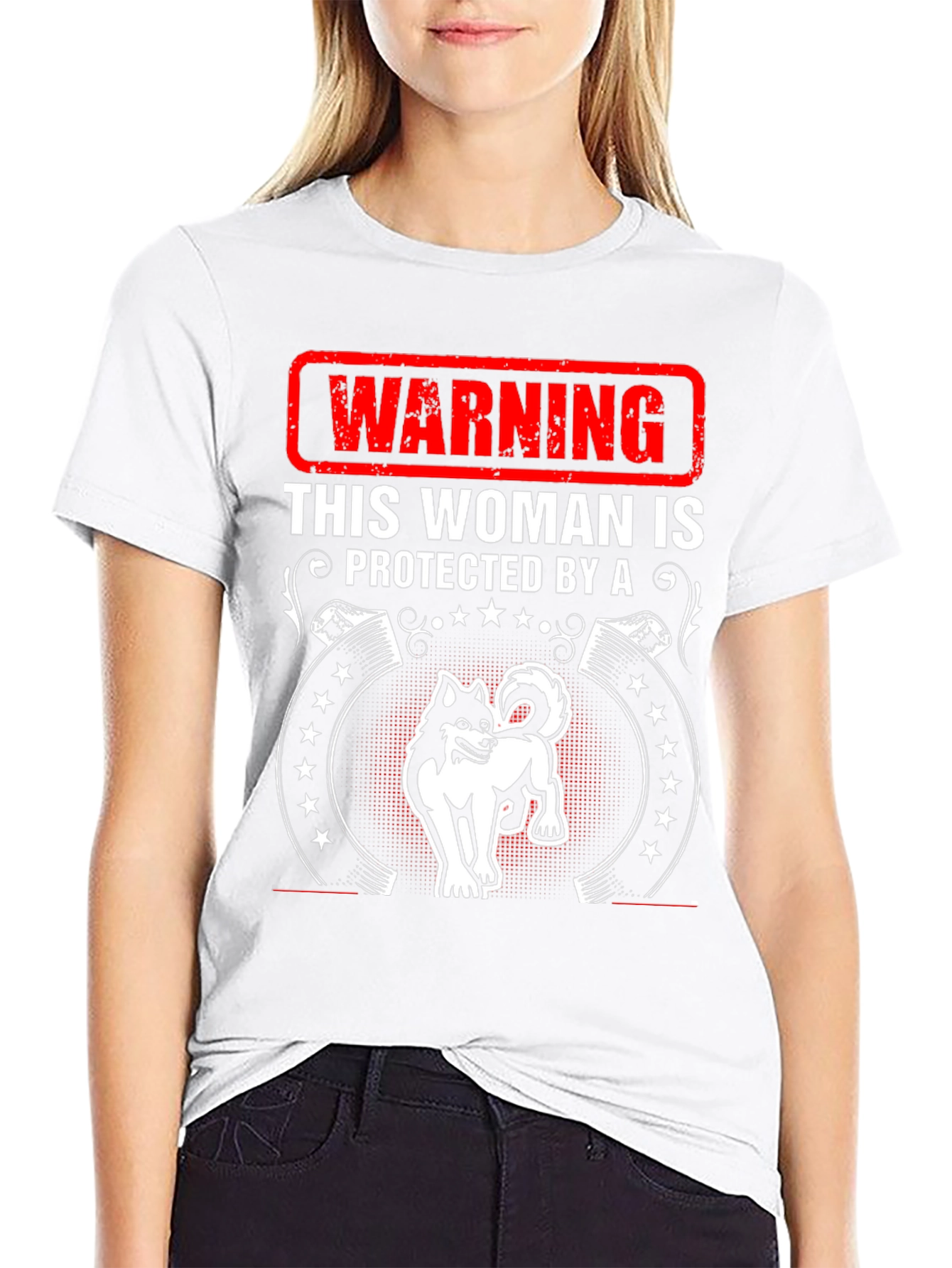 Warning Woman Protected By Dog T-Shirt