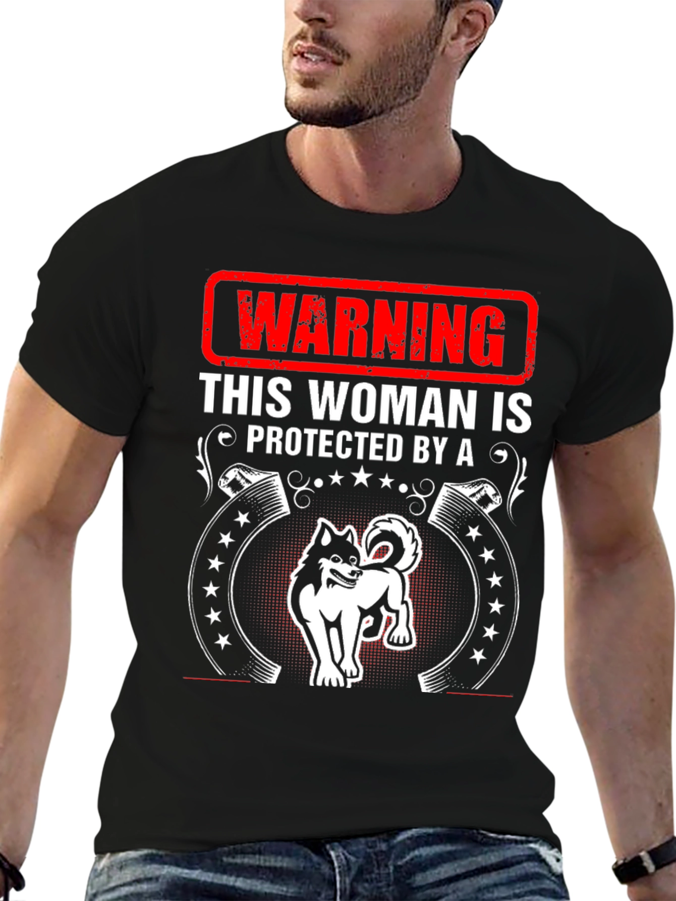 Warning Woman Protected By Dog T-Shirt
