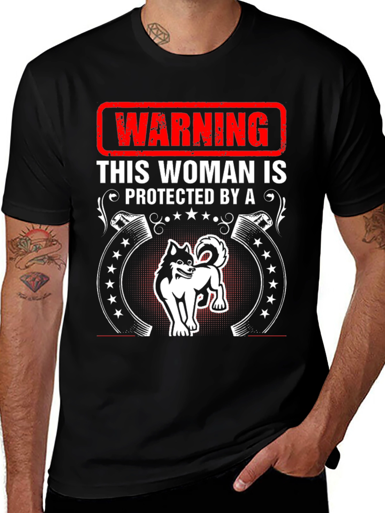 Warning Woman Protected By Dog T-Shirt
