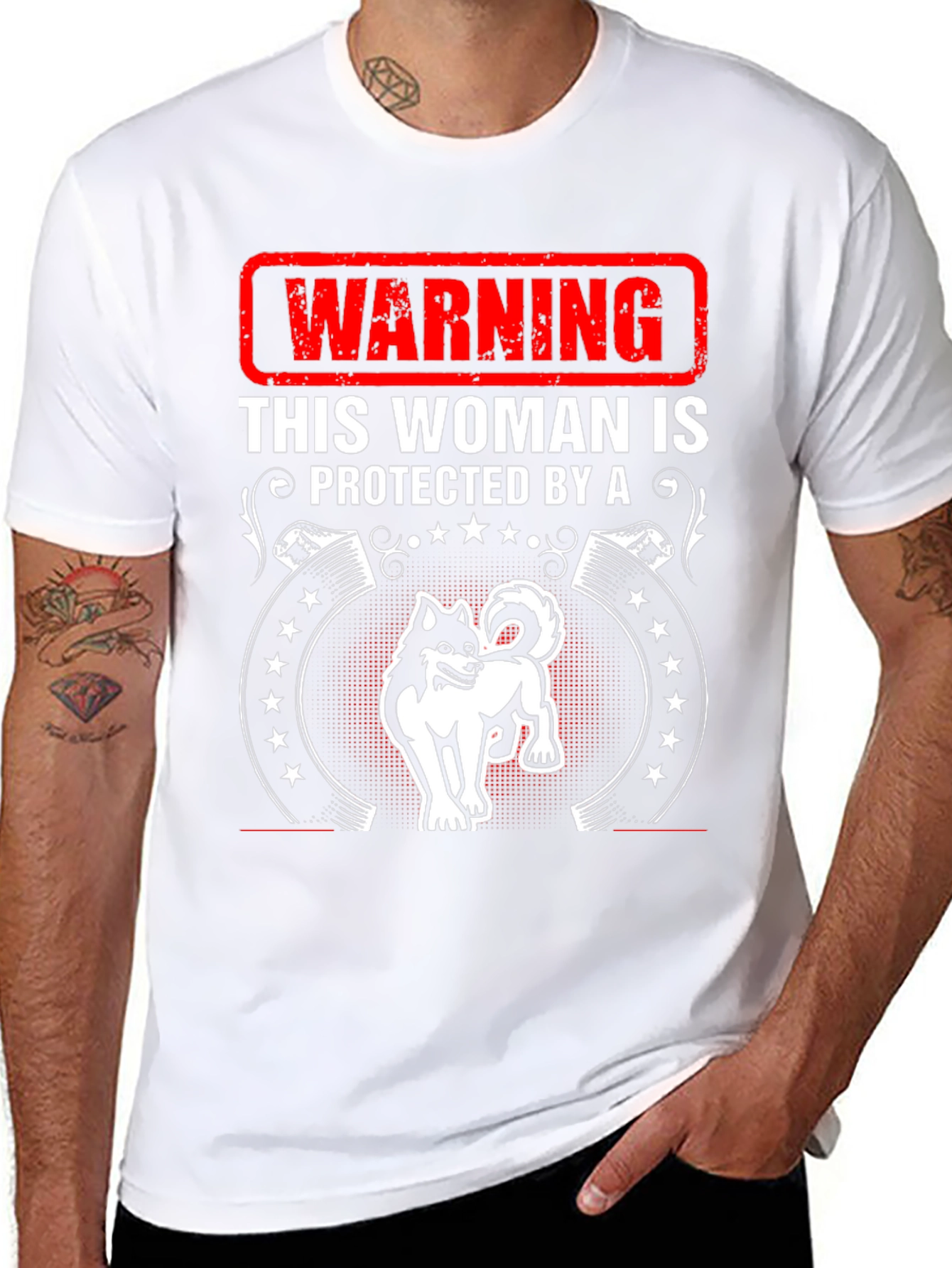 Warning Woman Protected By Dog T-Shirt