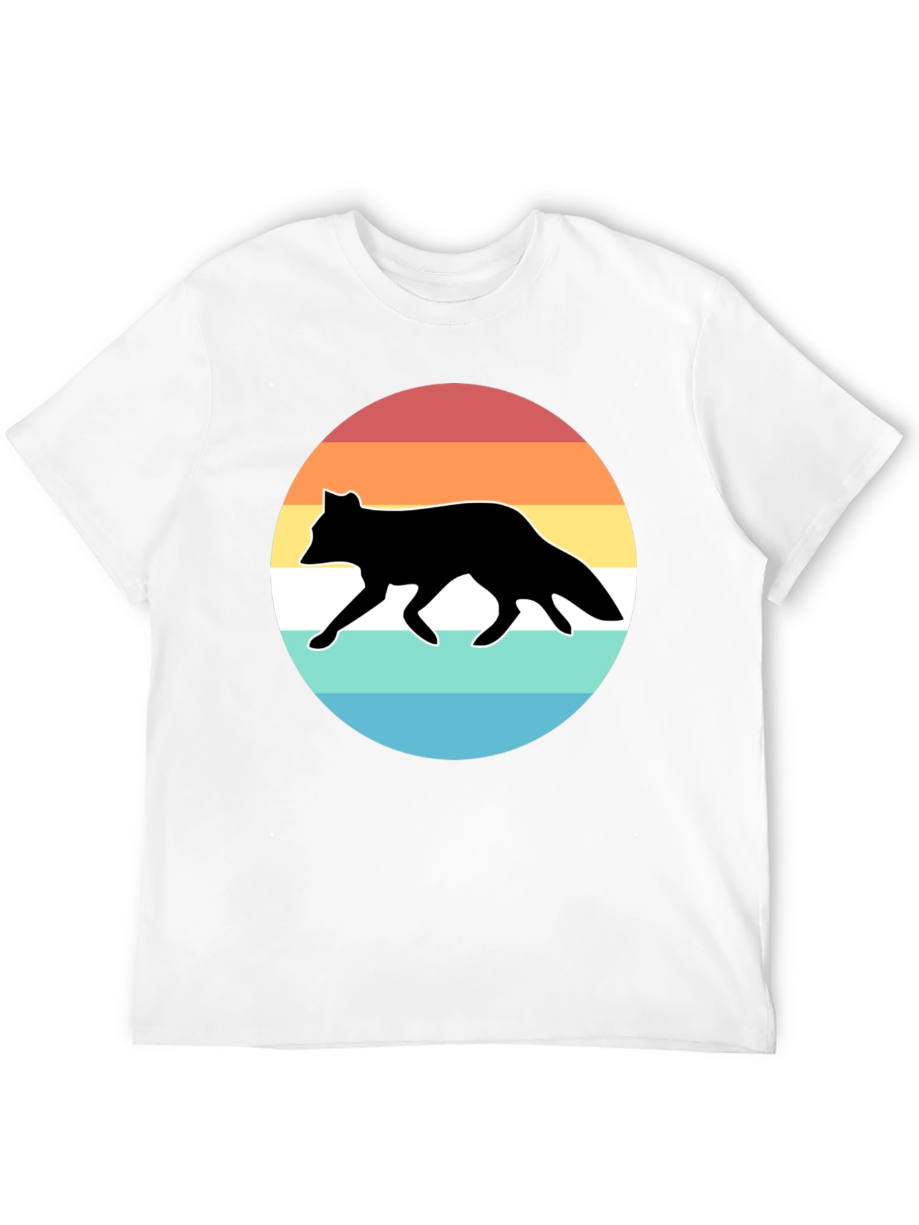 Retro Fox Sunset Graphic Tee - Black