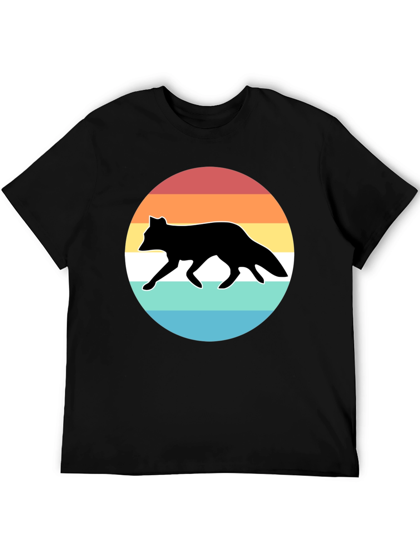 Retro Fox Sunset Graphic Tee - Black