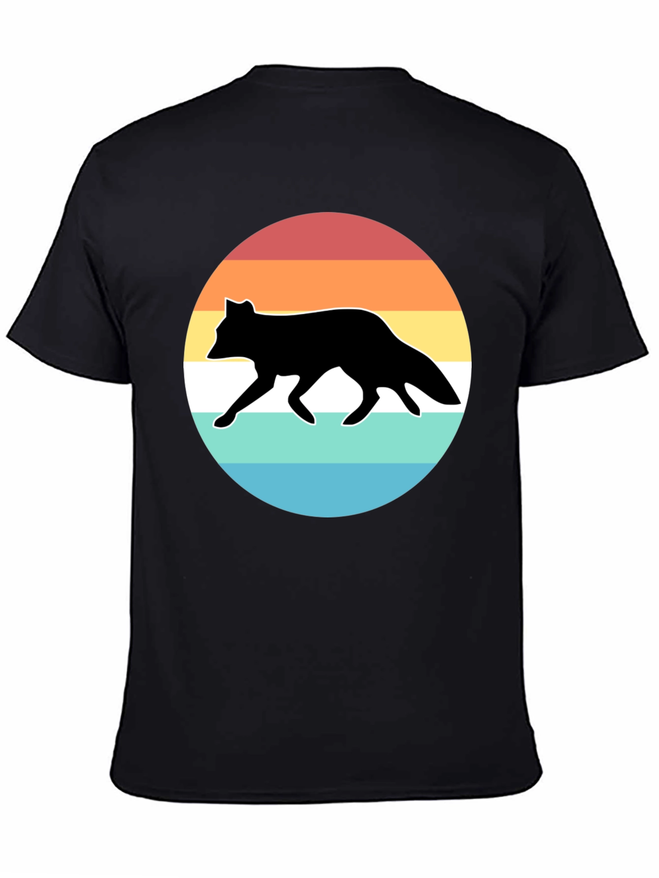 Retro Fox Sunset Graphic Tee - Black