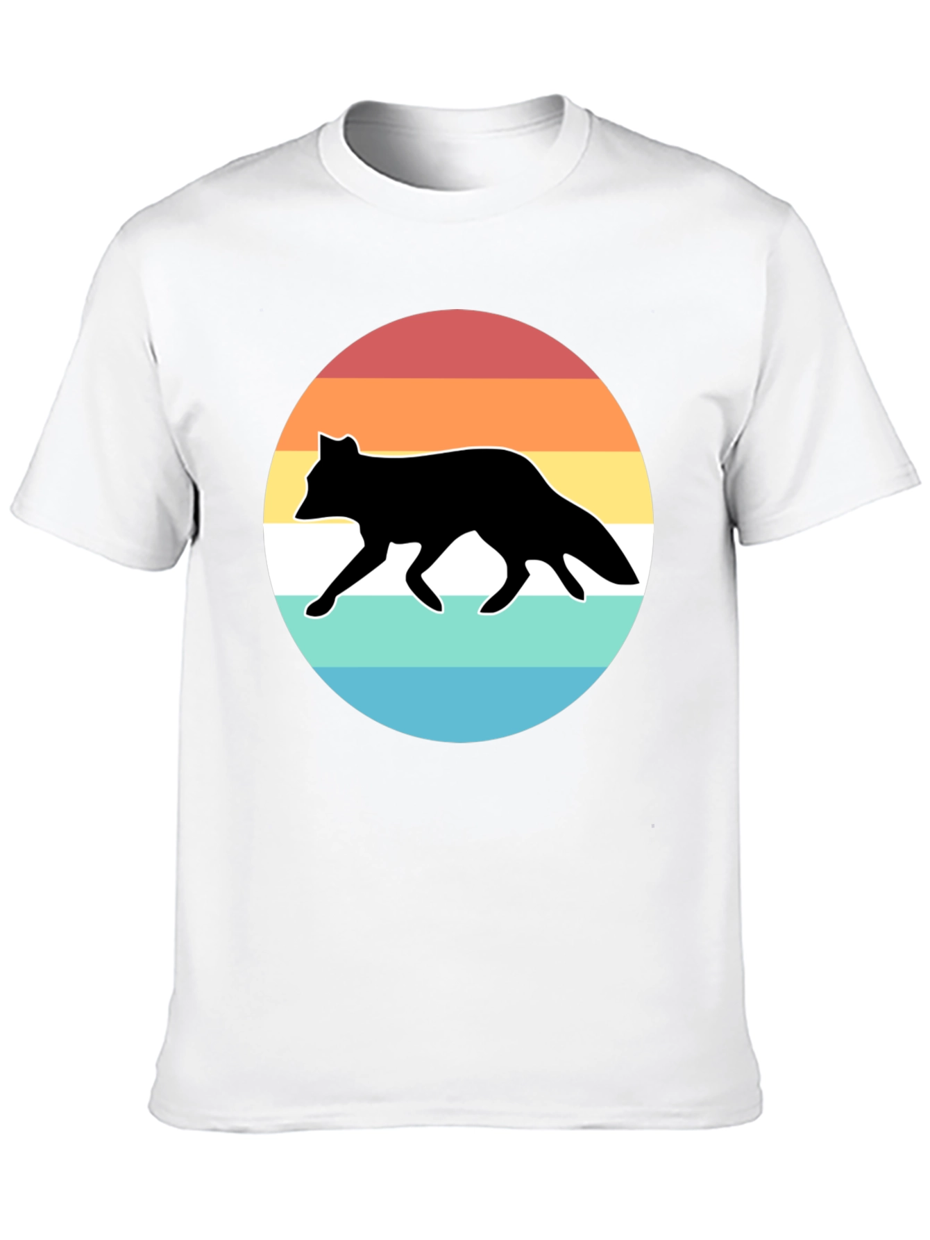 Retro Fox Sunset Graphic Tee - Black