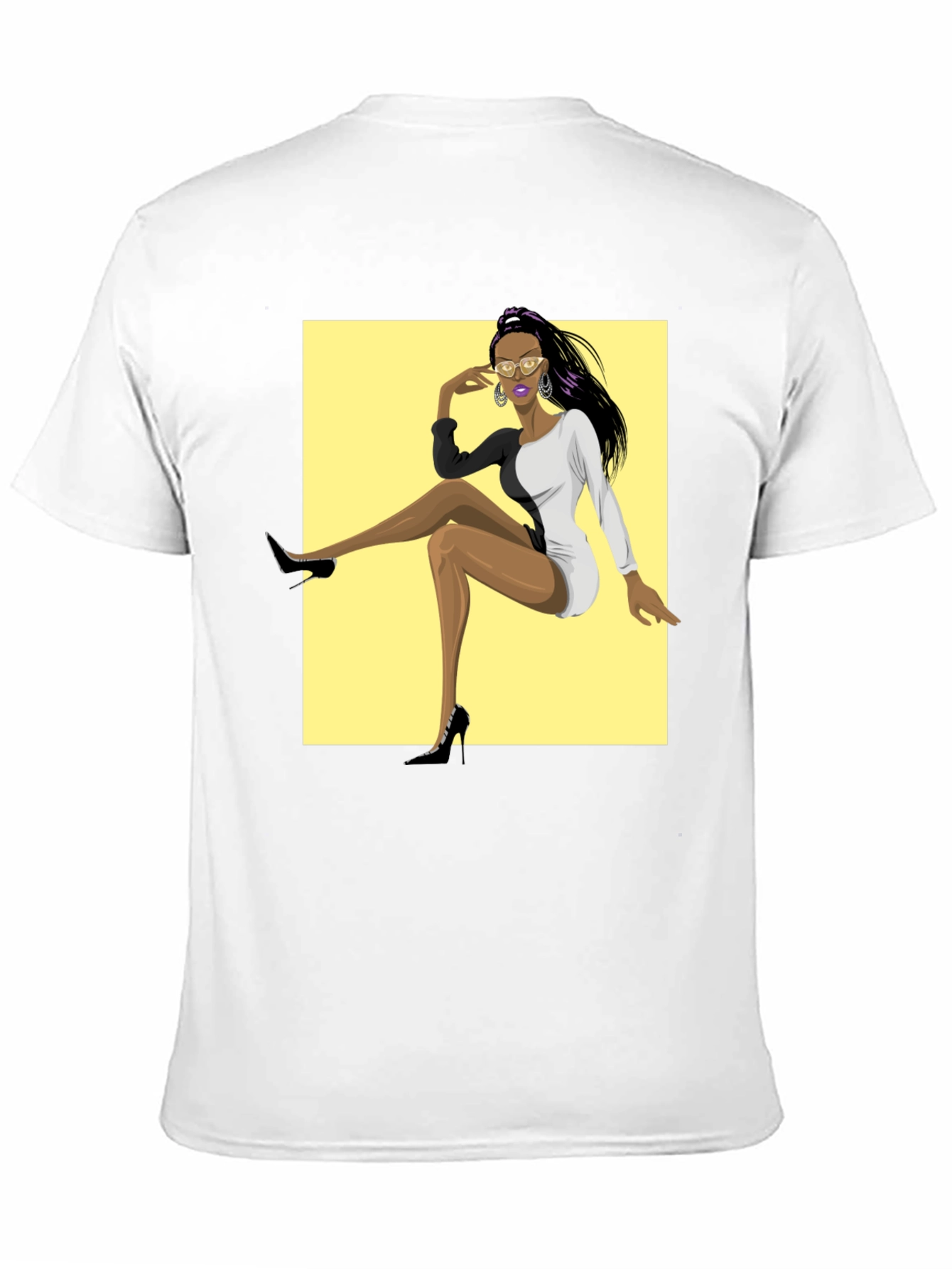 Trendy Graphic Tee - Woman in Two-Tone Dress