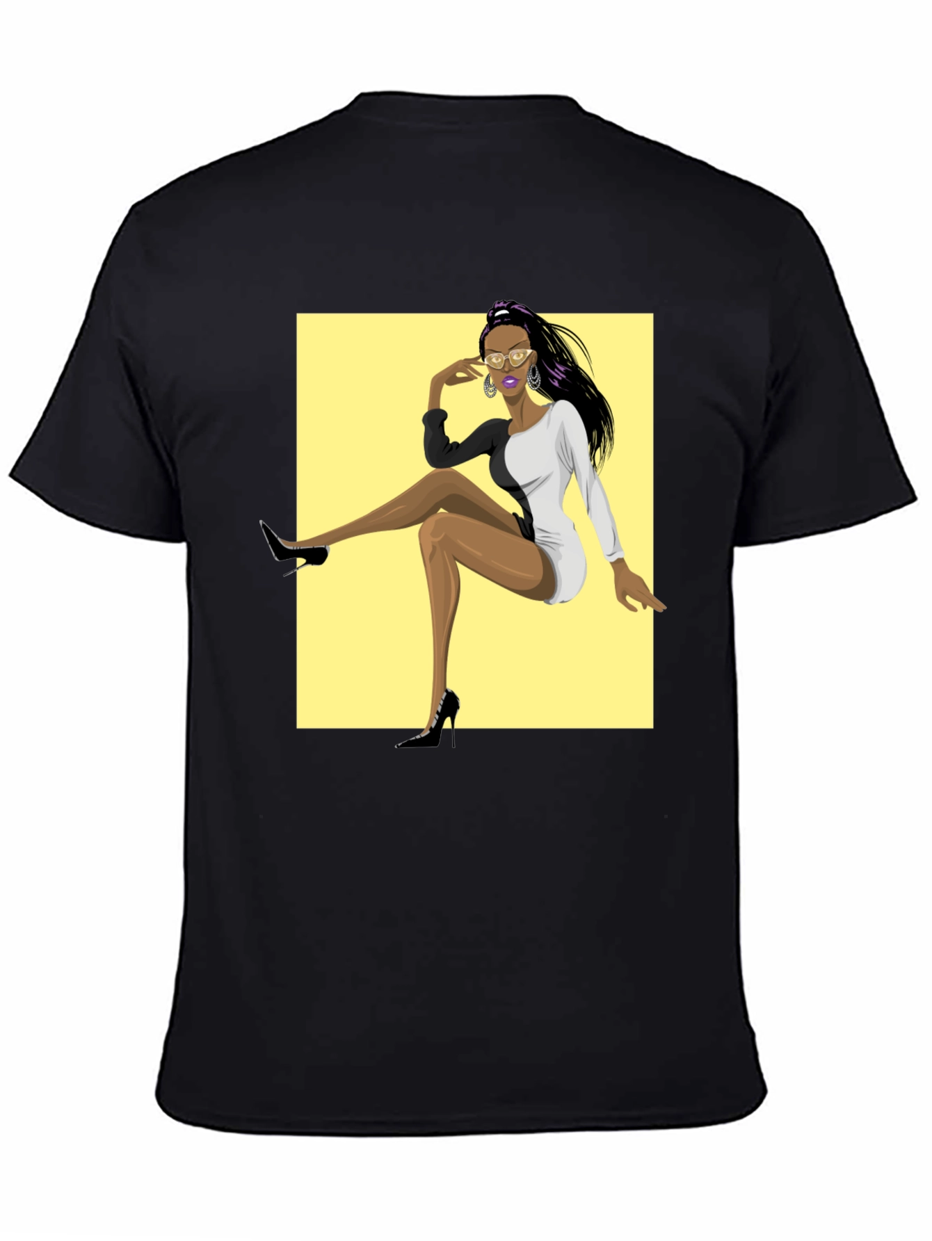 Trendy Graphic Tee - Woman in Two-Tone Dress