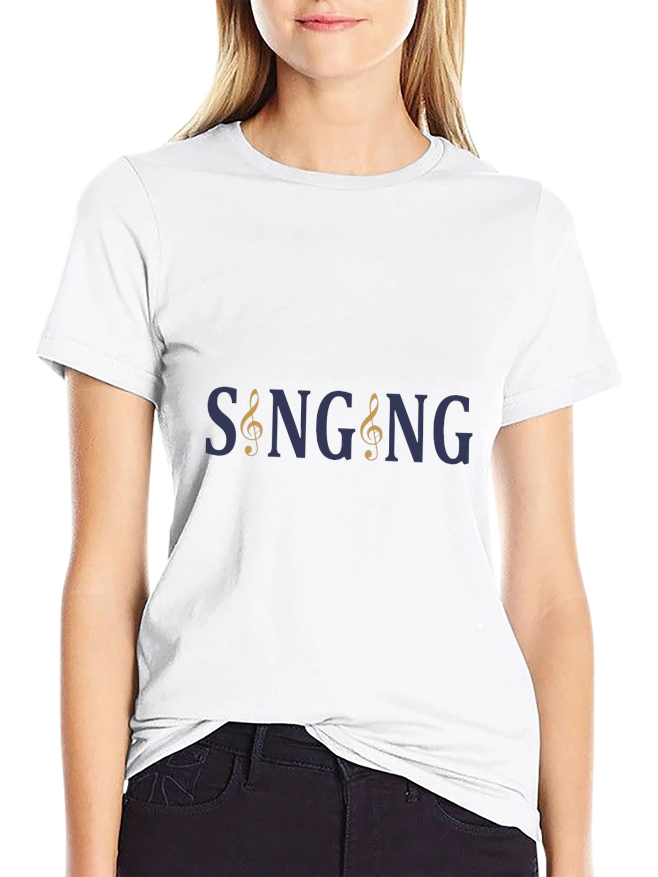Singing Music Clef Graphic Tee - Black T-Shirt