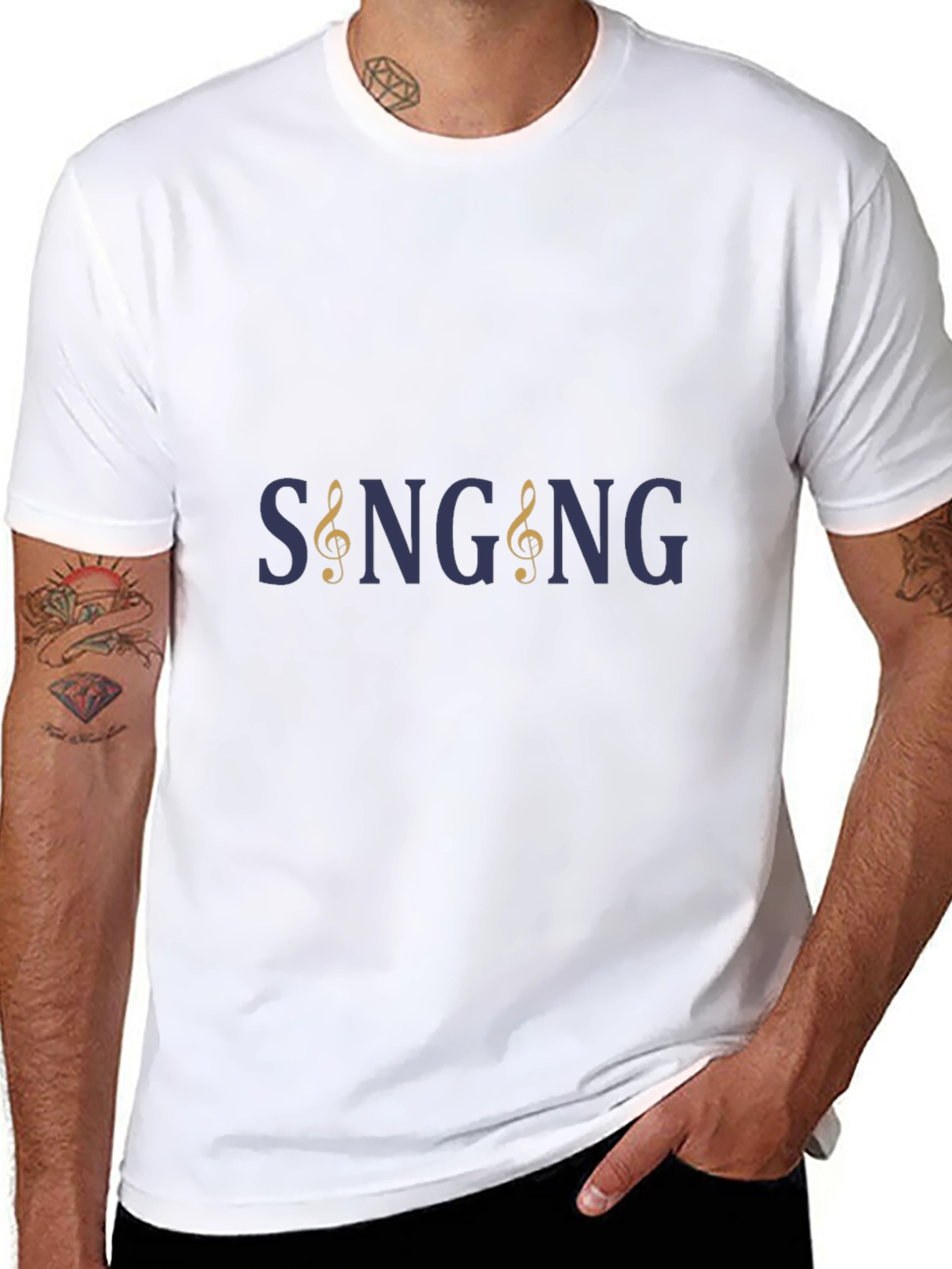 Singing Music Clef Graphic Tee - Black T-Shirt