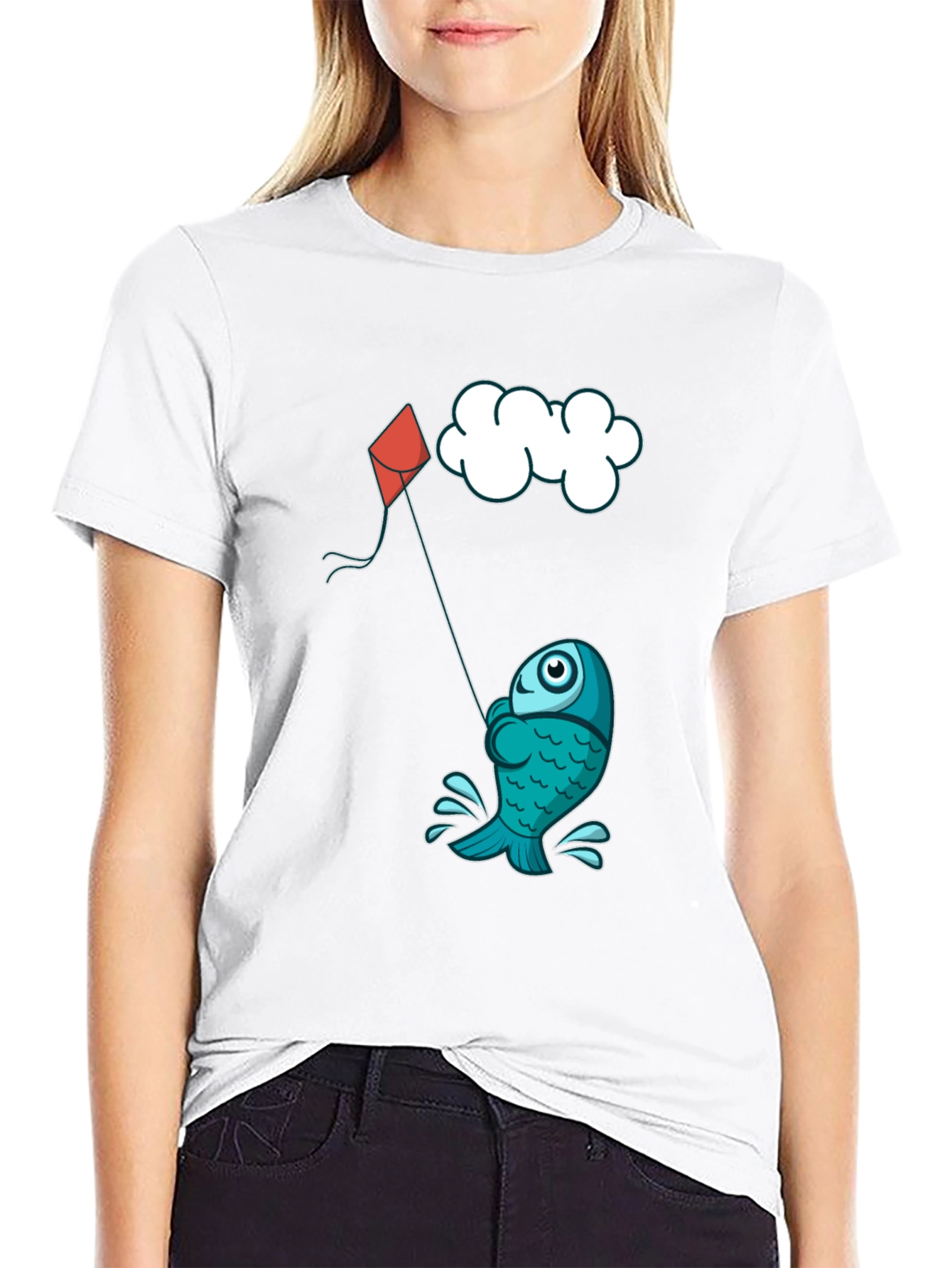Fish Kite T-Shirt - Fun Cartoon Design