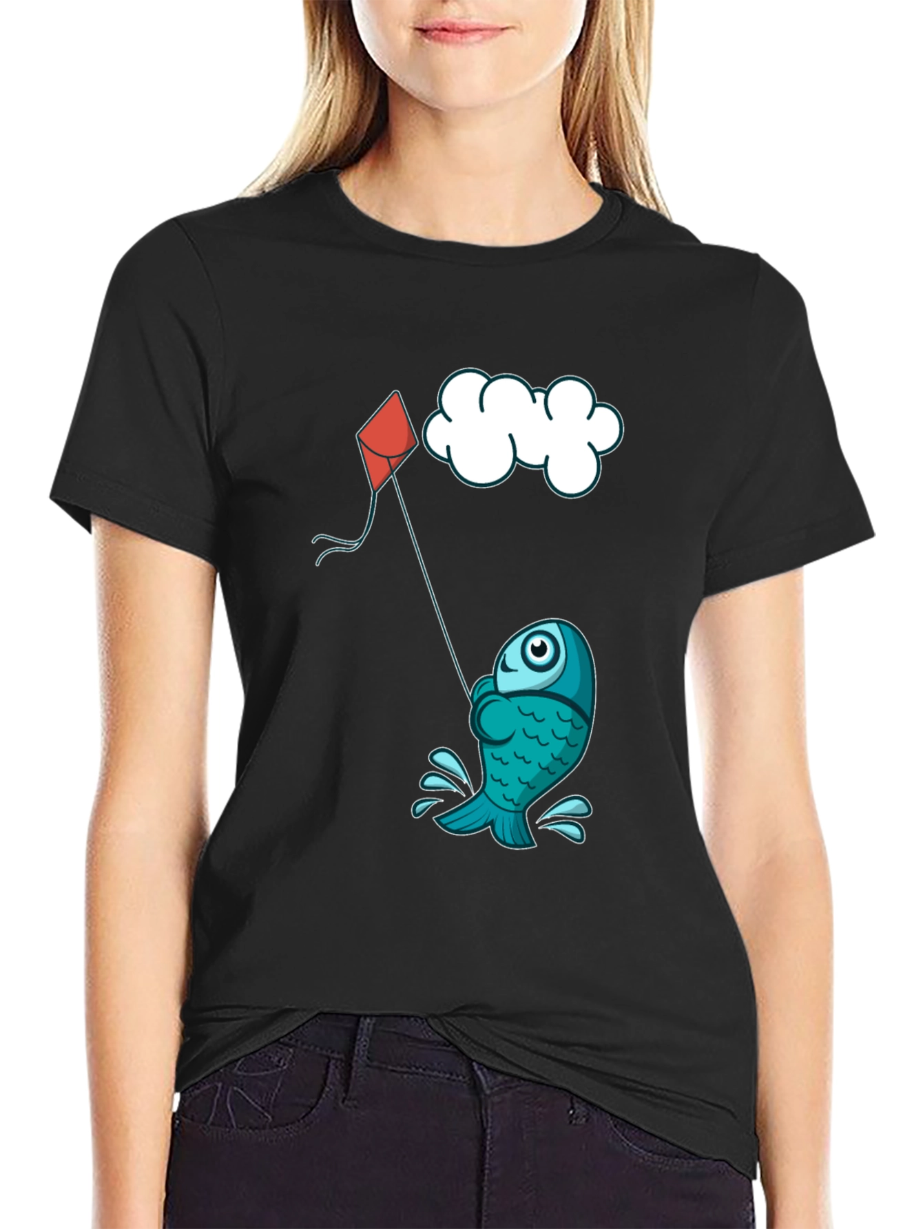 Fish Kite T-Shirt - Fun Cartoon Design