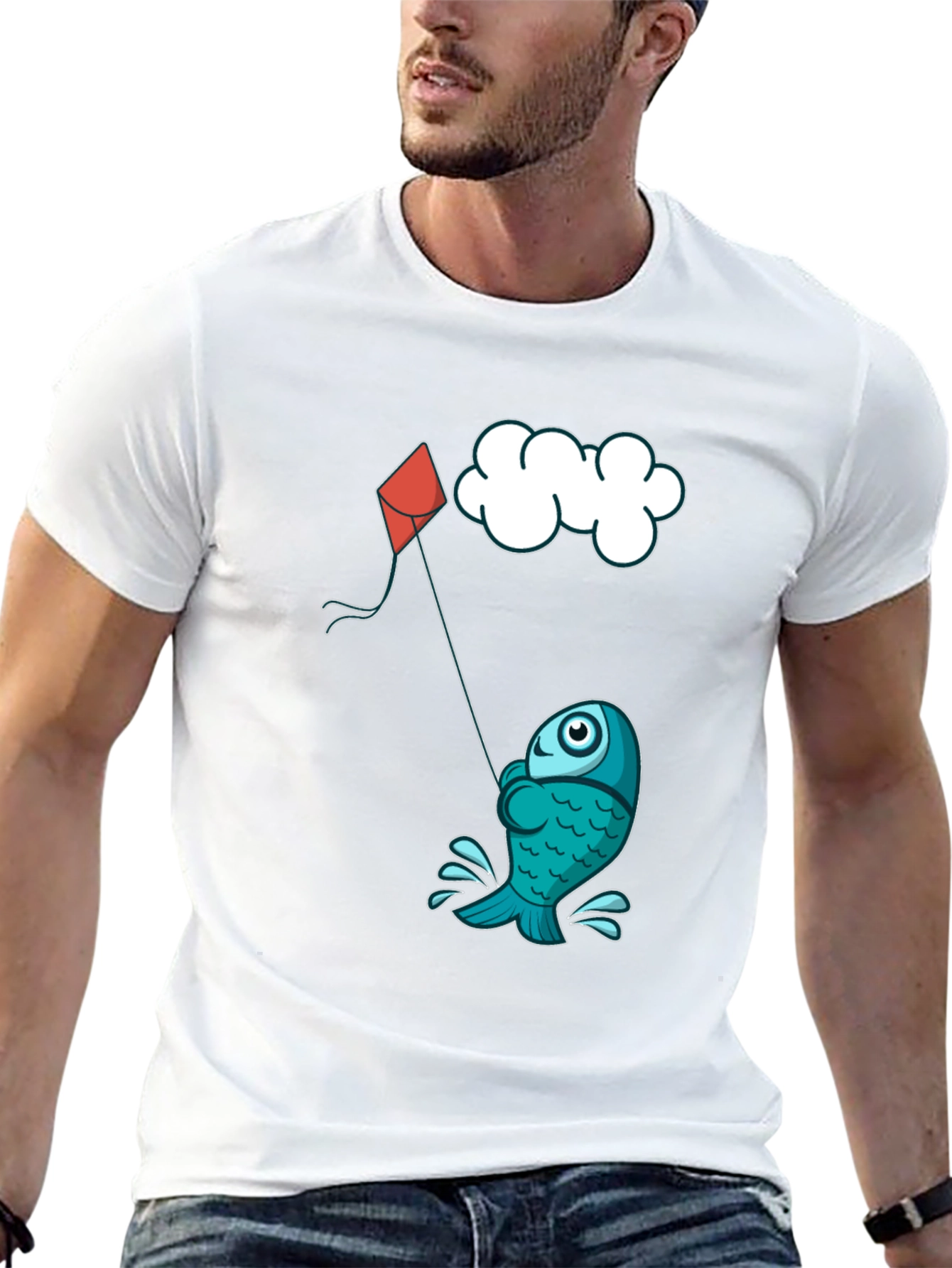 Fish Kite T-Shirt - Fun Cartoon Design