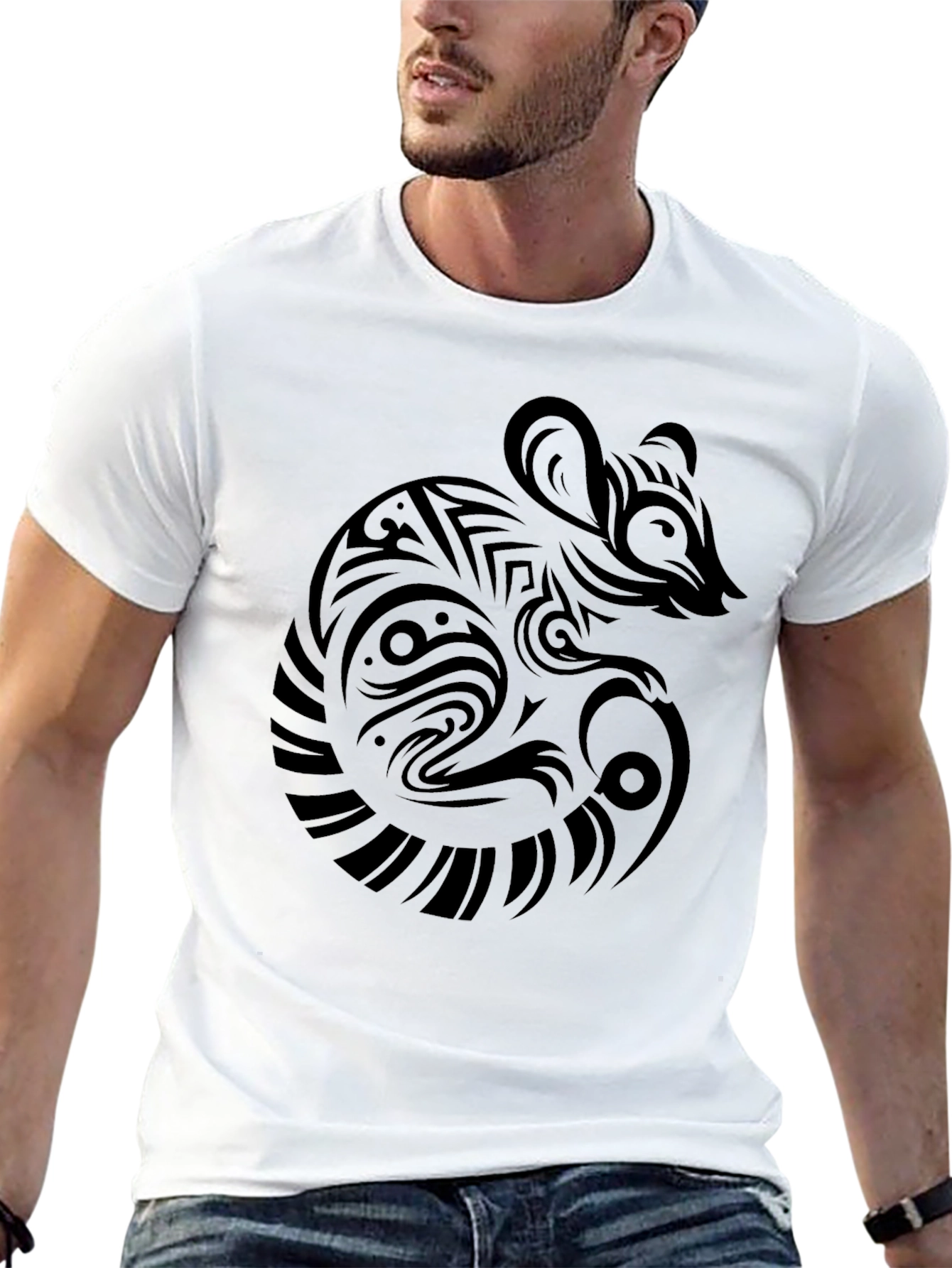 Tribal Rat Graphic Black T-Shirt
