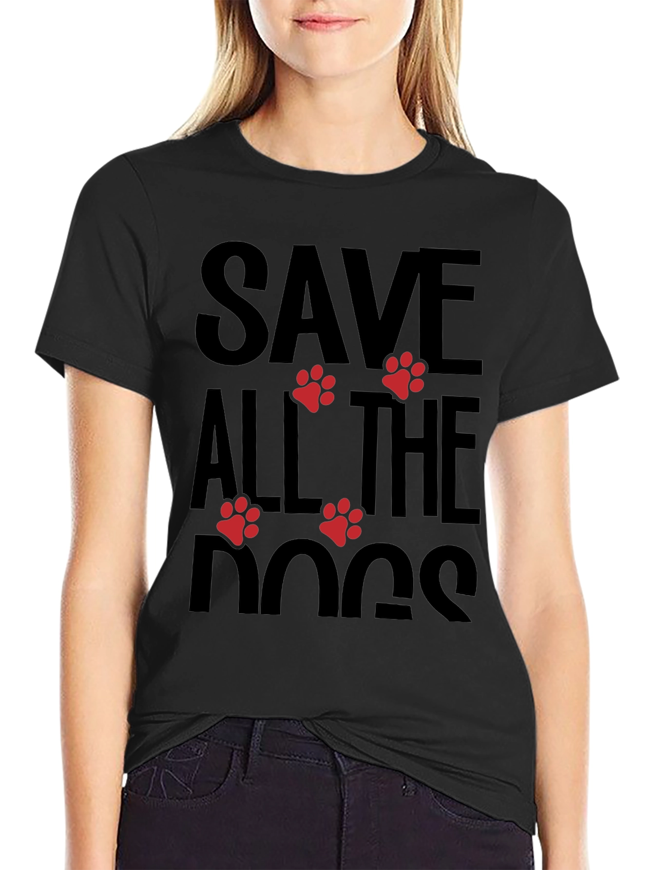 Save All The Dogs Graphic Tee - Black