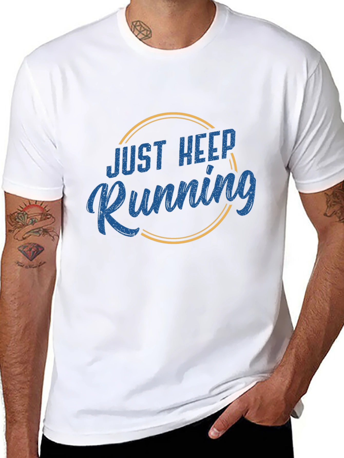 Just Keep Running Graphic T-Shirt - Mens Black Tee