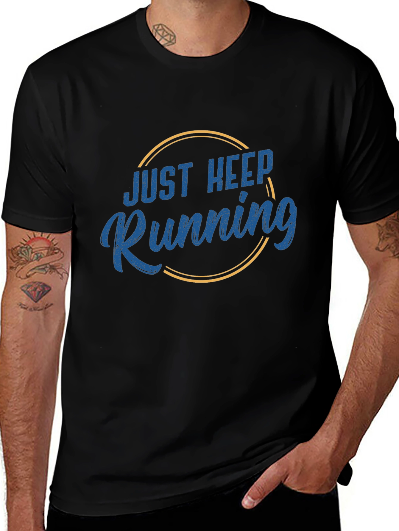 Just Keep Running Graphic T-Shirt - Mens Black Tee