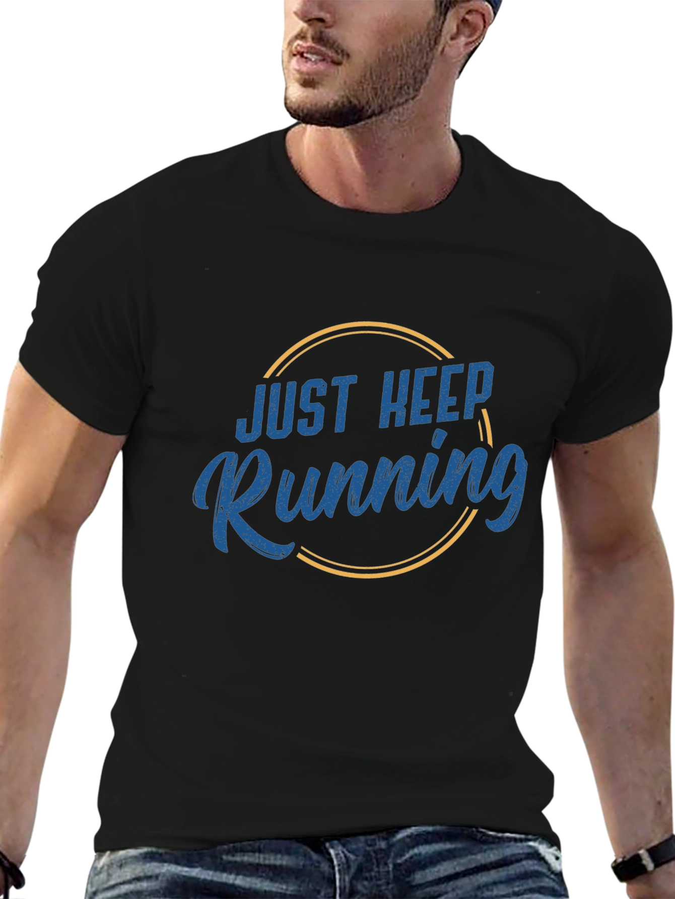 Just Keep Running Graphic T-Shirt - Mens Black Tee