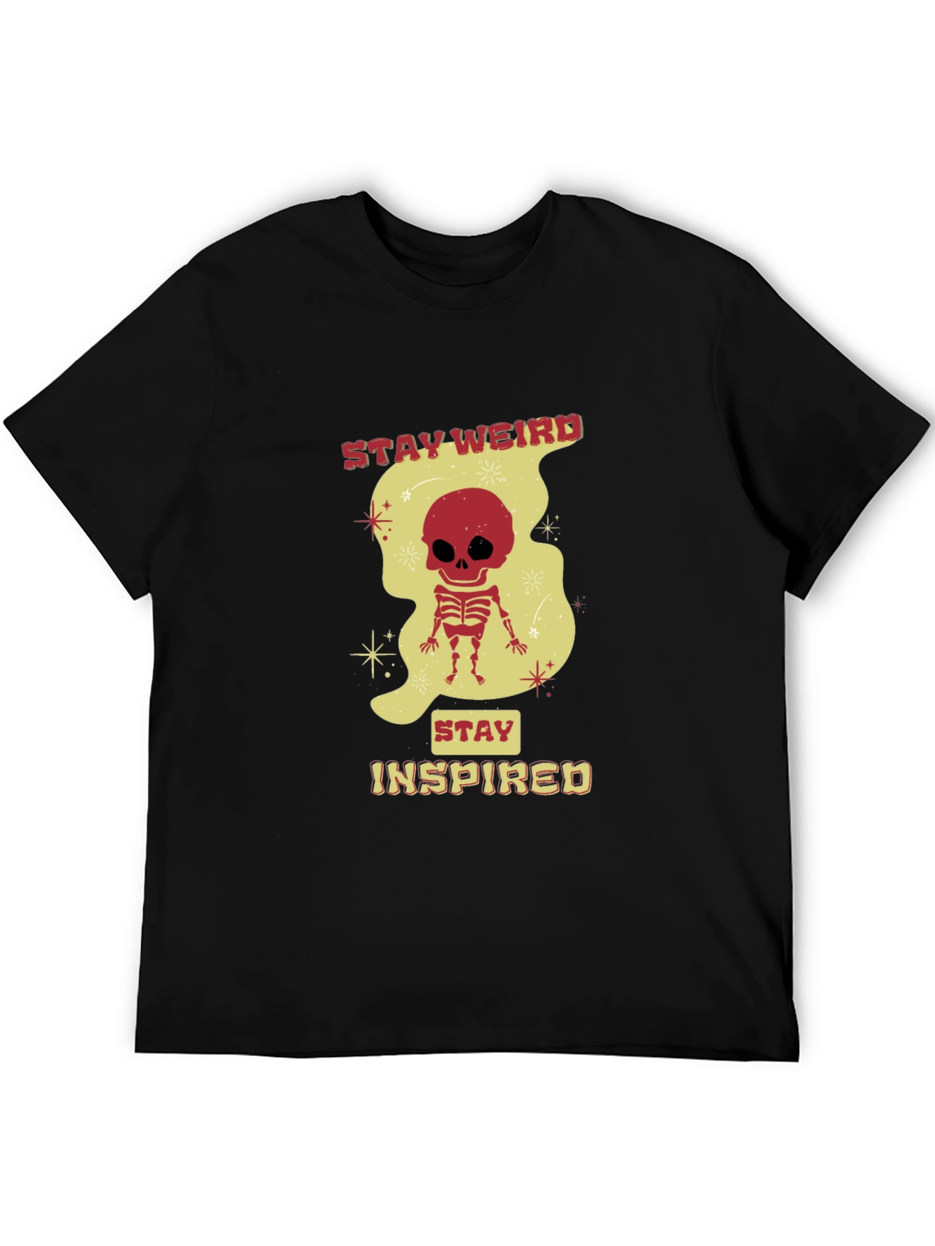 Stay Weird Skeleton Graphic Black T-Shirt