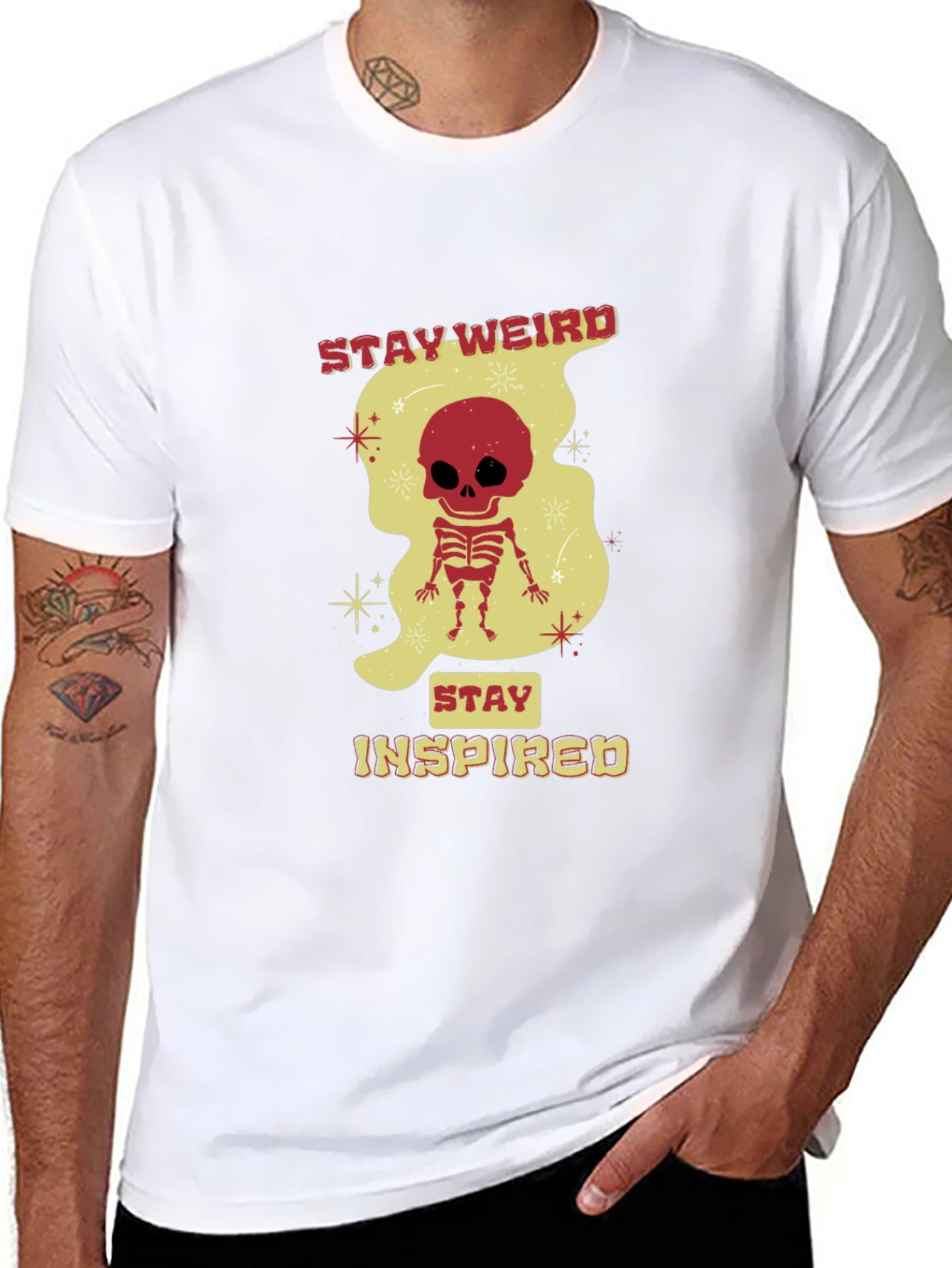 Stay Weird Skeleton Graphic Black T-Shirt